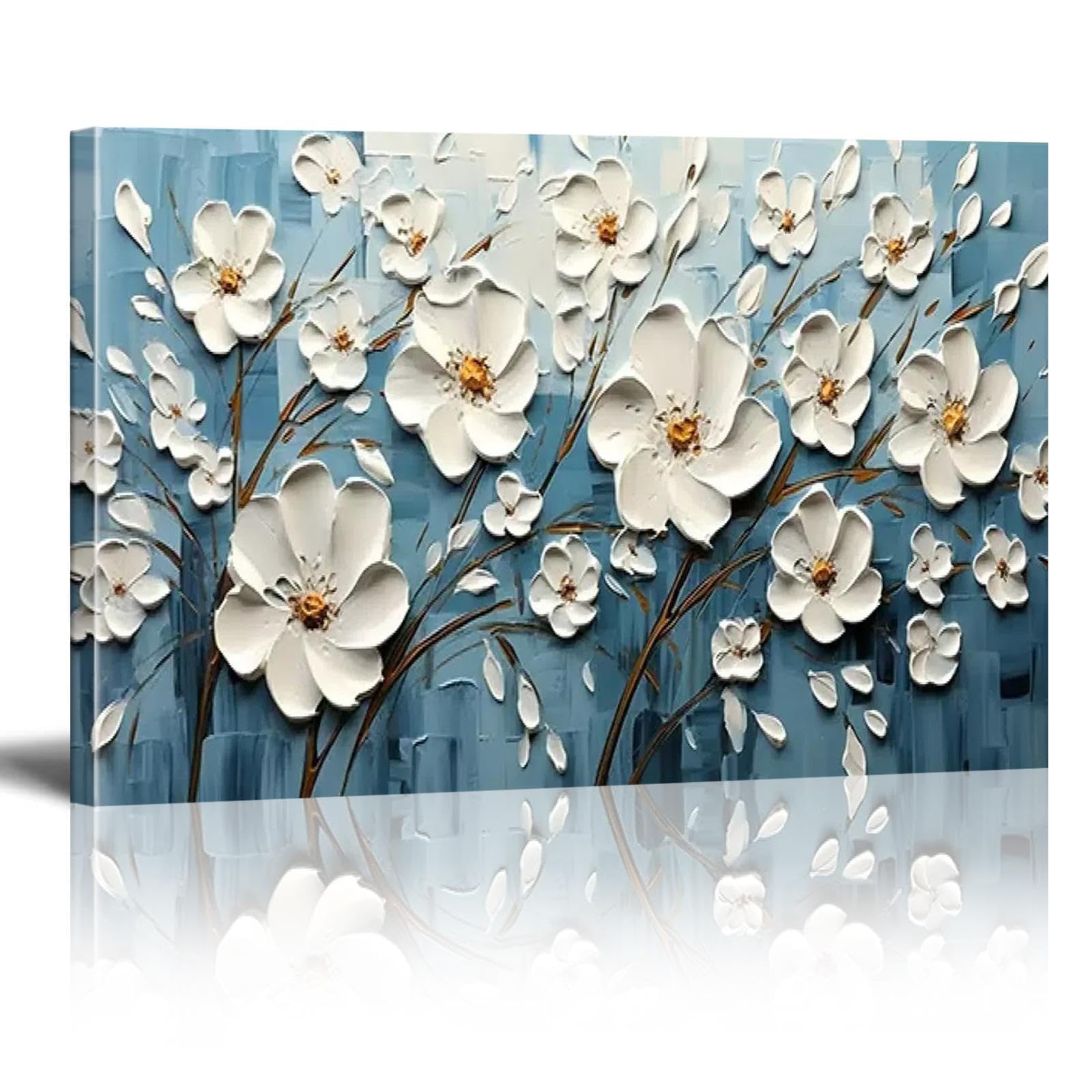 LMYSXAOZ Art Nordic Abstract Canvas Pictures Blue Modern Floral Motif Blossoming Tree Trees Wall Decor Pictures(70x100cm/Frameless)