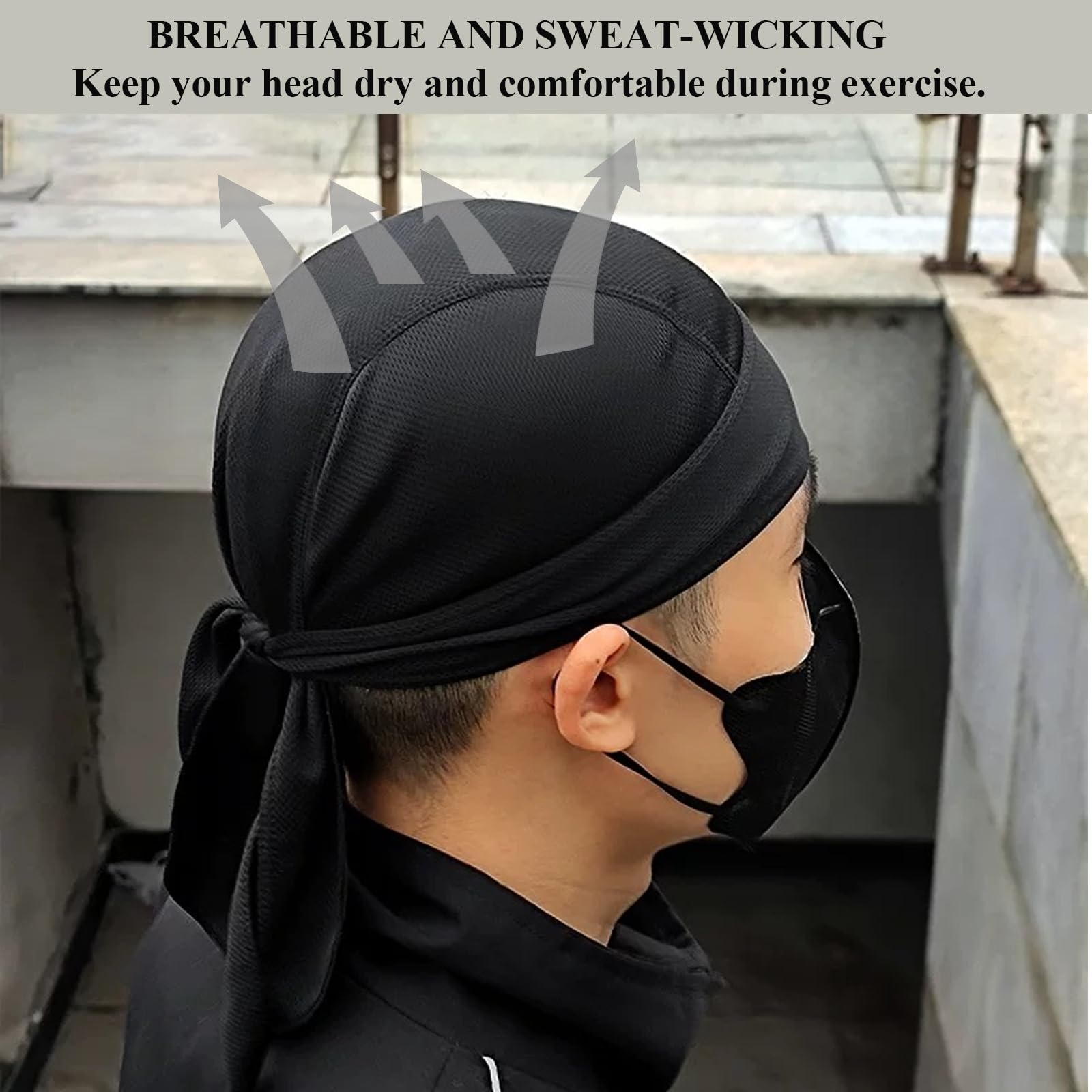 2 Stück Sport Bandana Cap, Schnell-trocknend Kopftuch Hat Herren, Atmungsaktive Sommer Kopftücher, Sportkappen im Freien für Joggen Laufen Wandern Berggehen Radfahren Klettern