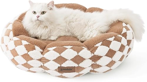 Camas para gatos de interior, lindas camas para gatitos en forma de dona para perros pequeños, cama redonda de felpa para cachorros y gatos grandes,