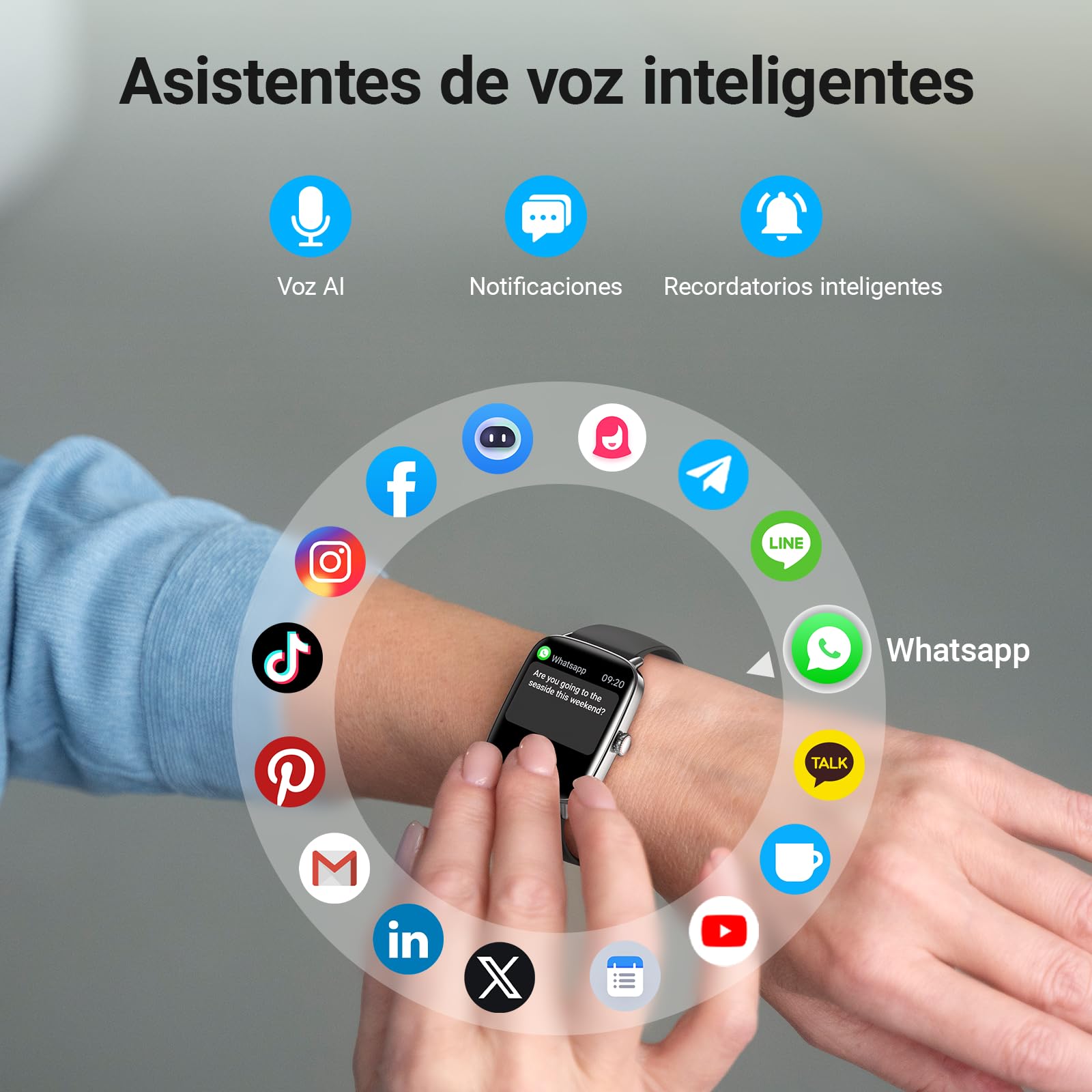 Fitpolo Reloj Inteligente Hombre, 1.85" Smartwatch con Llamadas Bluetooth y Whatsapp Notificación, Pulsómetro, IP68 Pulsera Actividad con 100+ Modos Deportivos, Monitor de Sueño para Android iOS