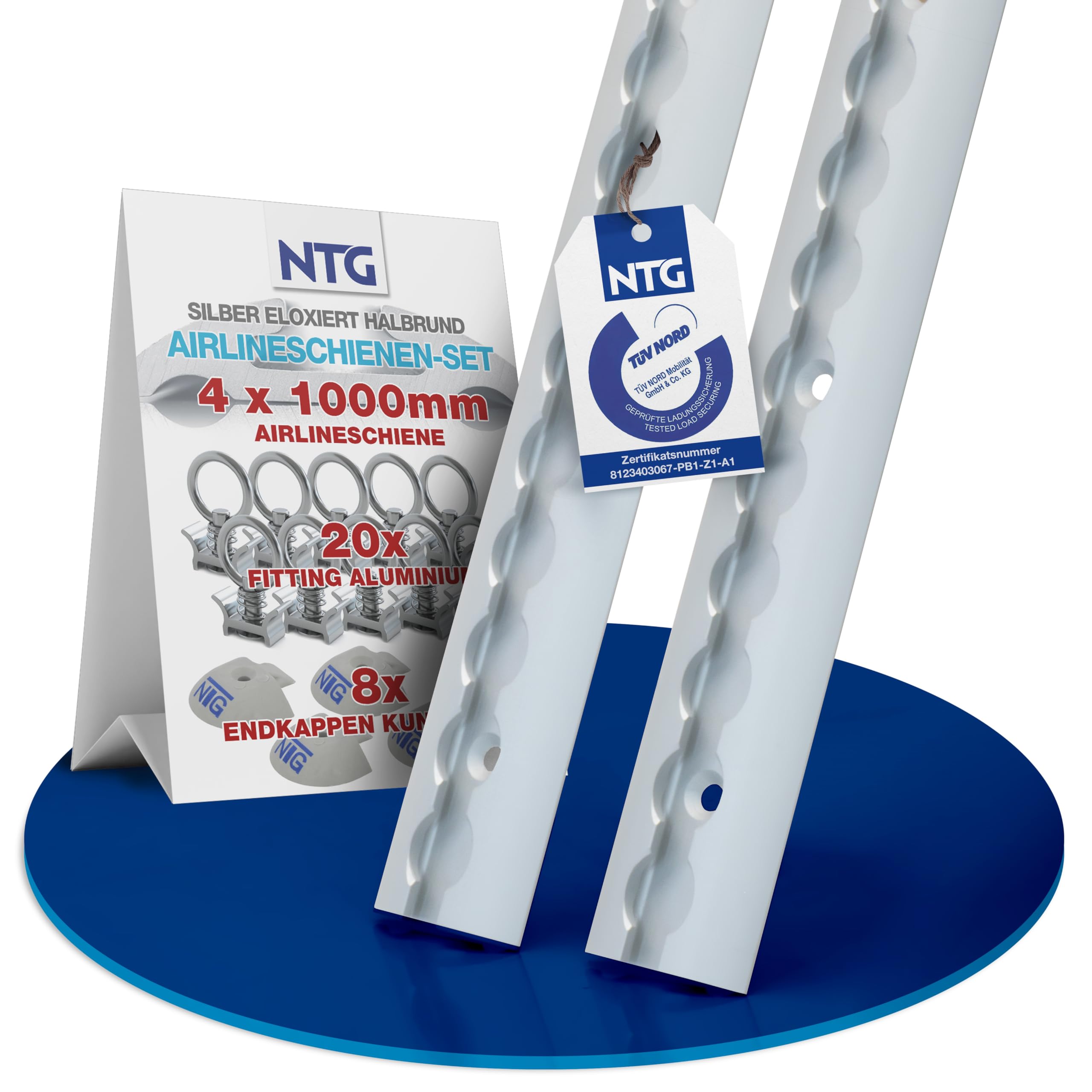 NTG Binari aeronautici in Alluminio semicircolare 0,5-20 M - Certificato TÜV - Fissaggio del carico per autocarri e Camper - Forato e anodizzato Nero - 0,5/1/2 m (4 Metri (2 x 2 Metri