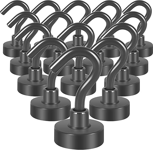 NEOSMUK - Ganchos magnéticos de más de 30 libras, imanes de neodimio extrafuertes con gancho para refrigerador, gancho resistente para crucero,