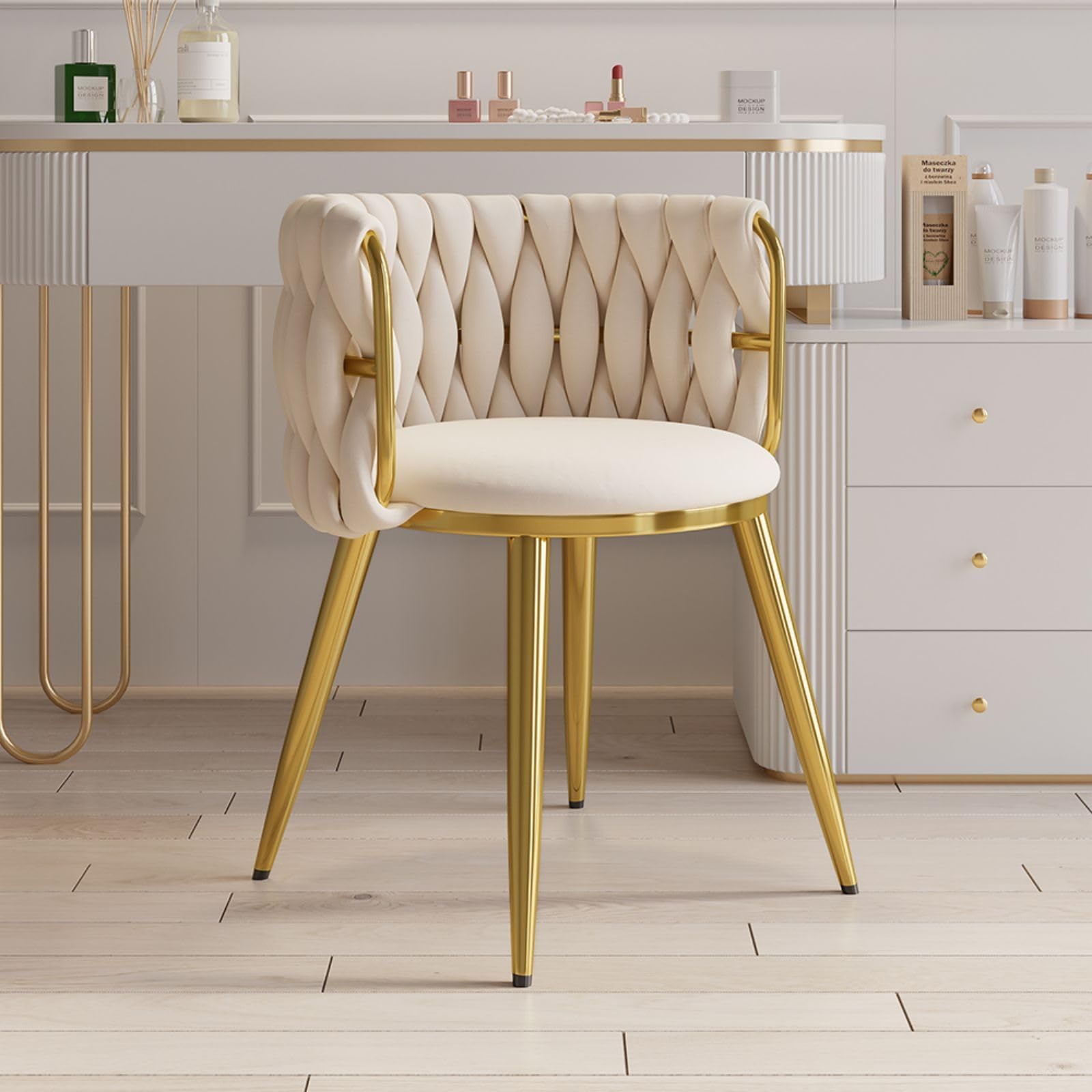 Homary Modern Velvet Dining Chair – Upholstered Off White Barrel Back Contemporary Accent Chair for Dining Room, Kitchen, Living Area (Off-White, 1-Piece)