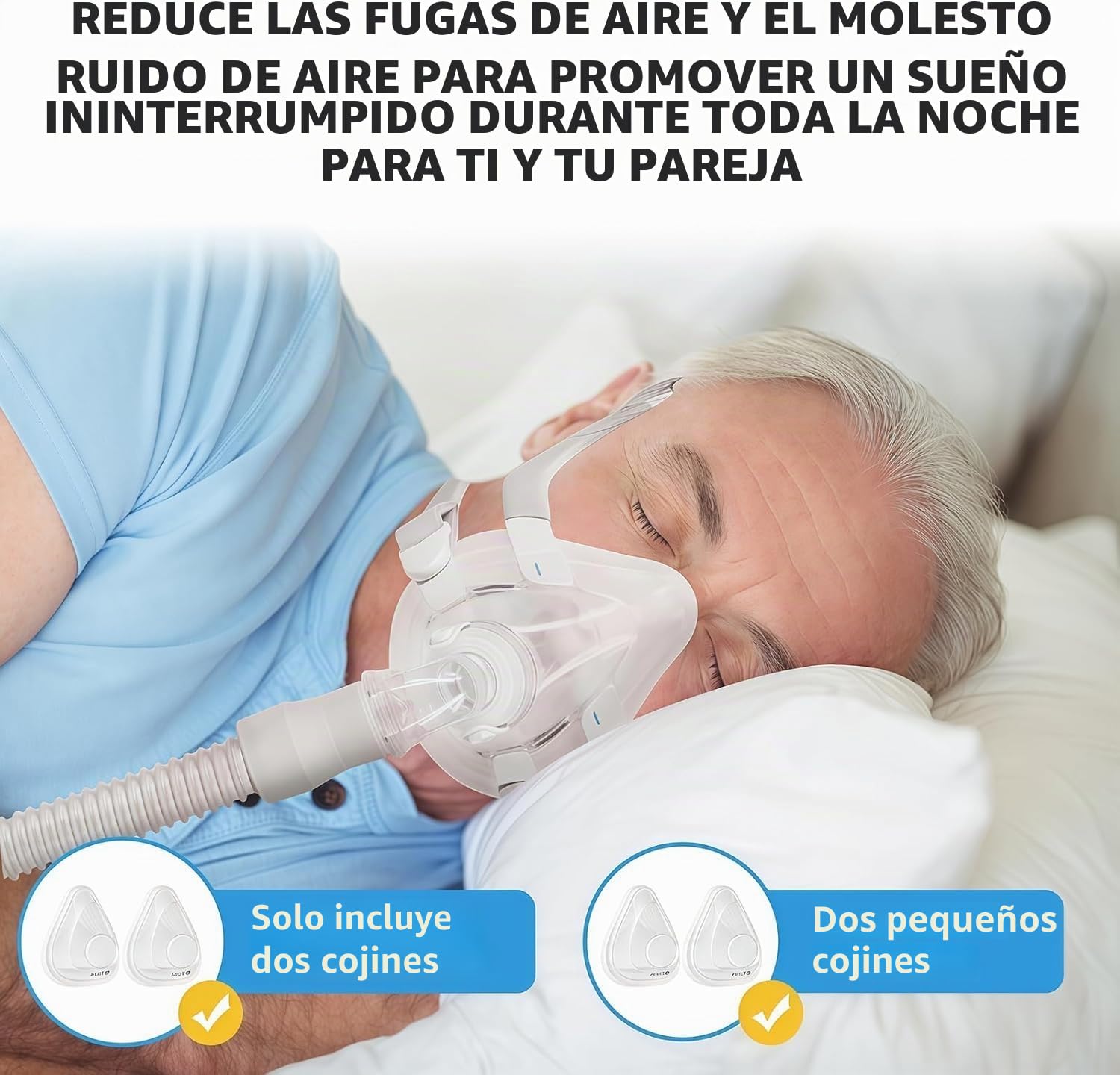 Pack de 2 máscaras de repuesto (M) para Airfit F20, sello fiable y ajuste más suave, compatible con marco original, manguera de calefacción para S10 S11, Airsense S10 S11, resmeds10 resmeds11