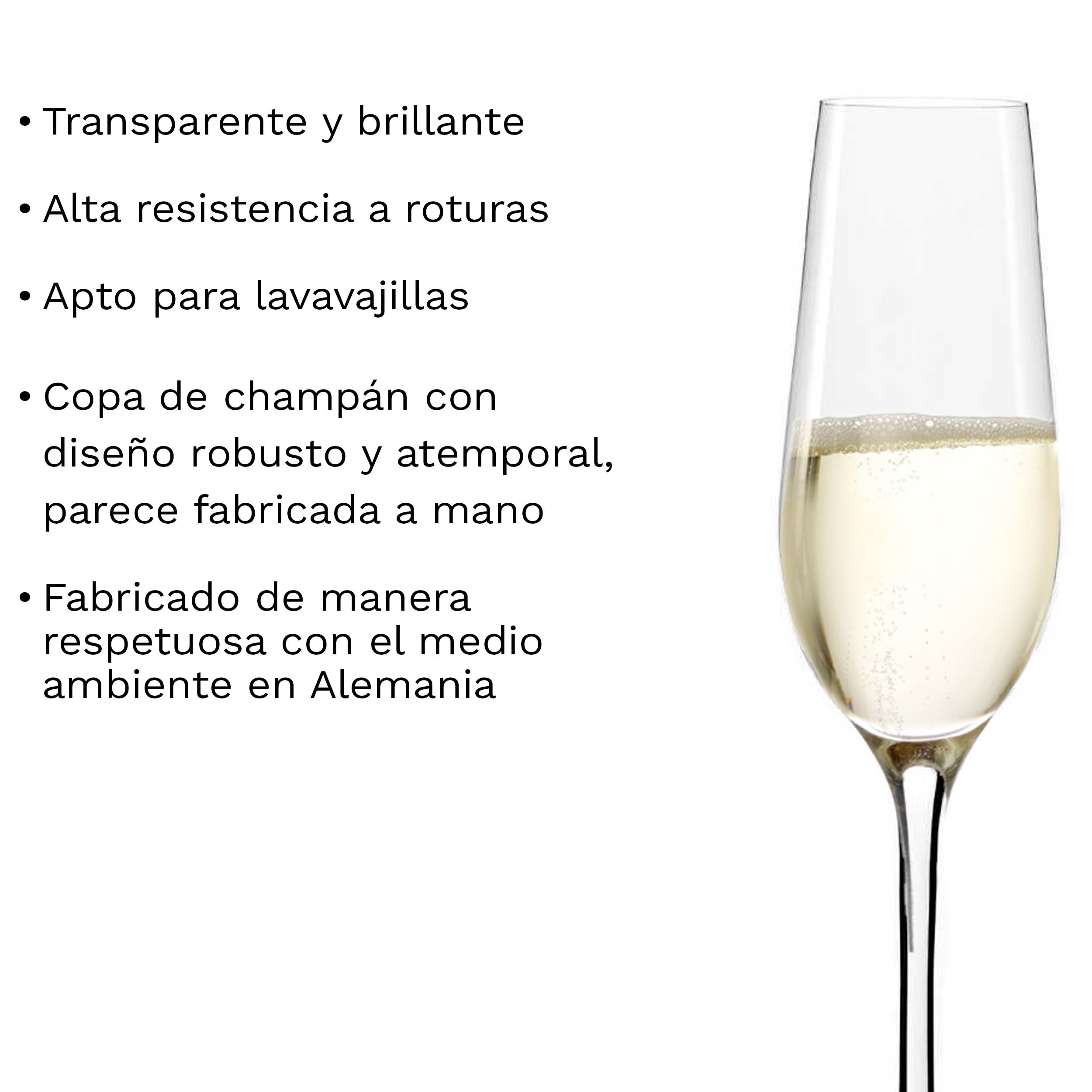 Stölzle Lausitz Copas de Champagne Event Set de 6, 195 ml – Elegantes Copas de Cristal para Prosecco, Cava y Espumosos – Resistentes, Aptas para Lavavajillas, Hechas en Alemania