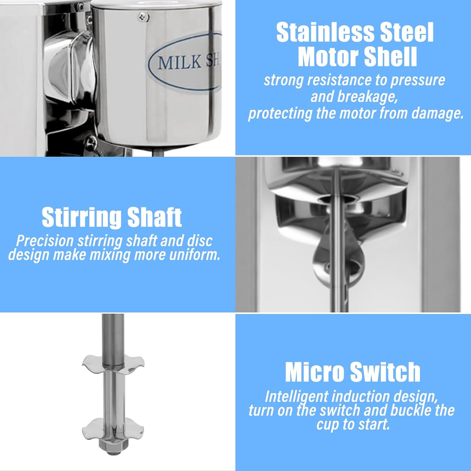 650ML Commercial Milkshake Maker, 180W Electric Single-Head Milk Shake Machine Stainless Steel Milk Shaking Machine with 650ml Cup, Stand Mixer 18000RMP High Speed for Drink Mixer