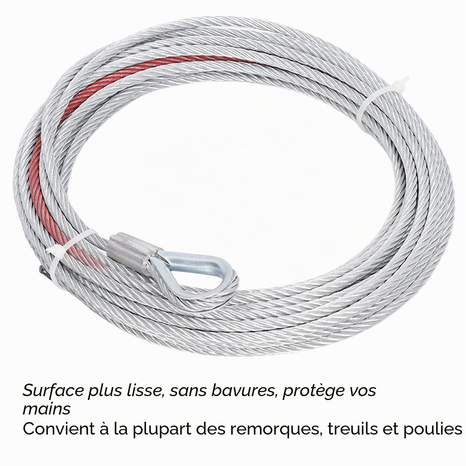 Akozon Treuils, 4500LBS Câble de Treuil en Acier Inoxydable Corde 5,5 Mm de Diamètre 10 M de Longueur pour Treuils de Remorquage Universels