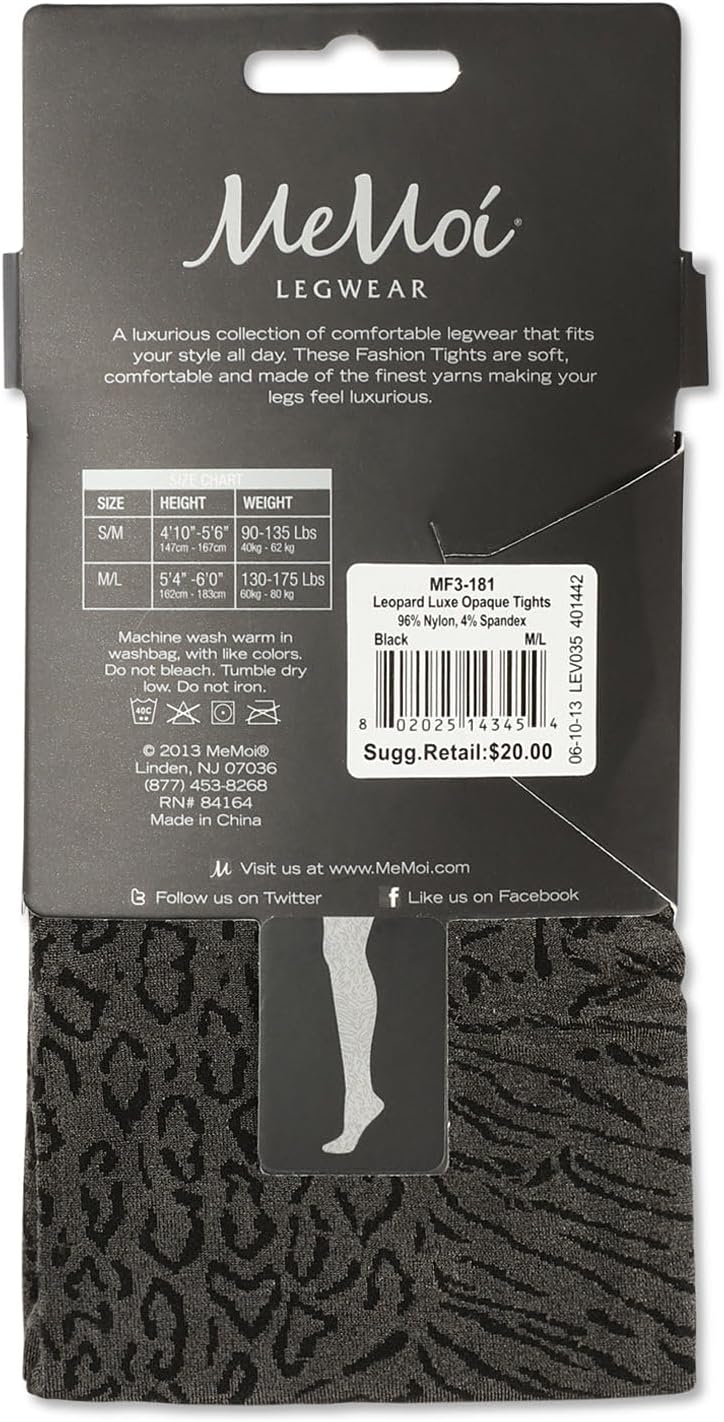 MeMoi Women's Opaque Leopard Luxe Nylon Tights - Image 6