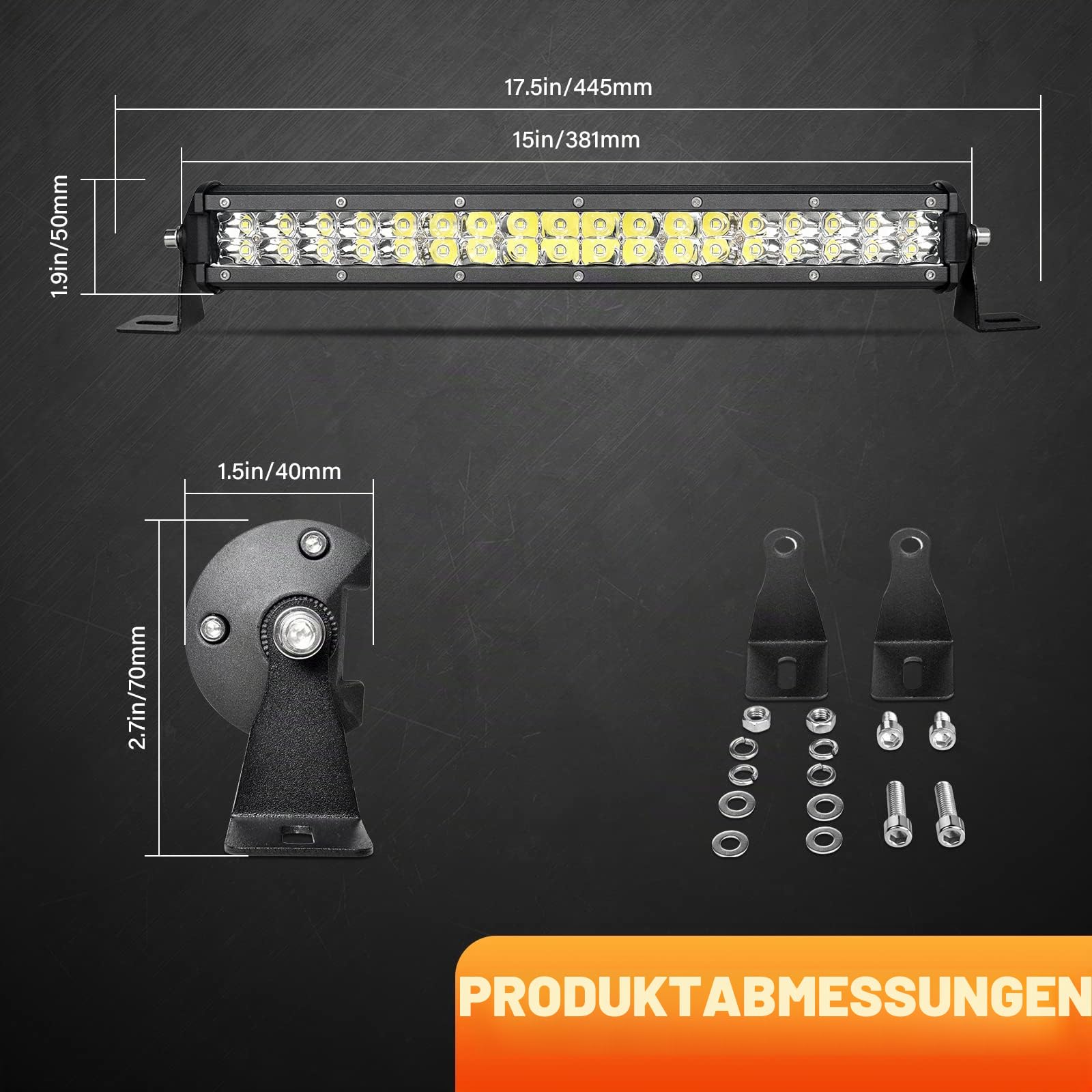RIGIDON 15 Zoll 38cm 108W Spot led lichtleiste 4x4 mit 12V kabelbaum kit | 6000K weiß, wasserdichte, lightbar, offroad beleuchtung, zusatzscheinwerfer, arbeitsleuchte, für auto ATV KFZ LKW fahrzeuge