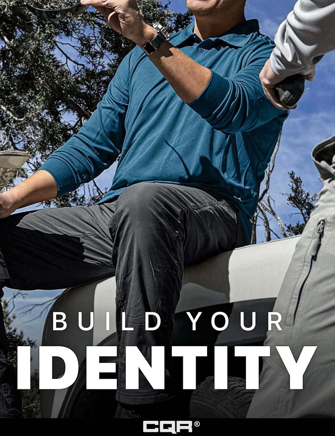 CQR Men's Polo Shirt, Long Sleeve Tactical Shirts, Outdoor UPF 50+ Pique Shirt, Dry Fit Lightweight Golf Shirts - Image 4