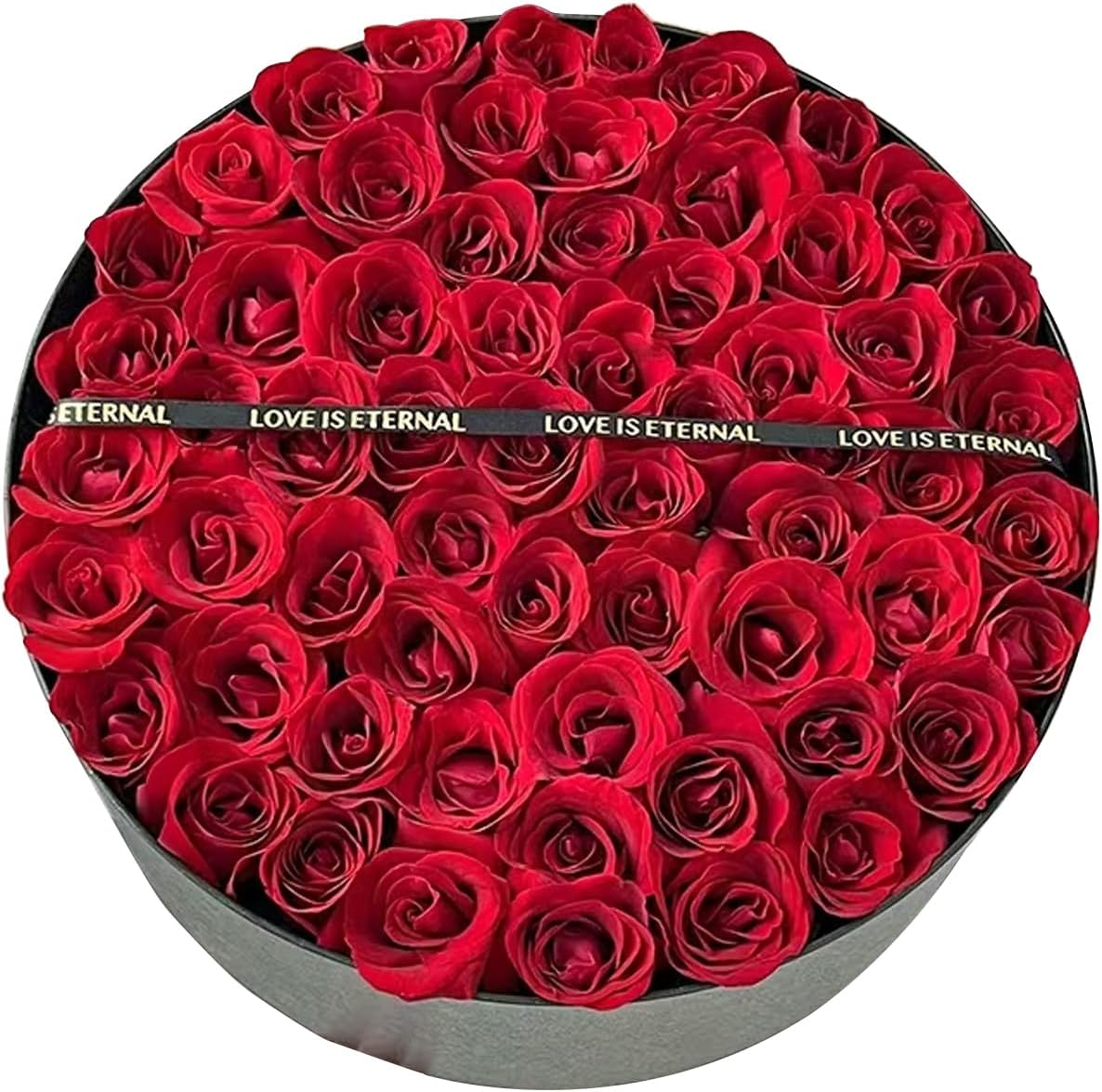Preserved Rose Red Rose Gift Box Round Heaven Cover Gift Box Birthday Gift Valentine's Day Women's Day Mother's Day Thanksgiving (Ribbon Type)