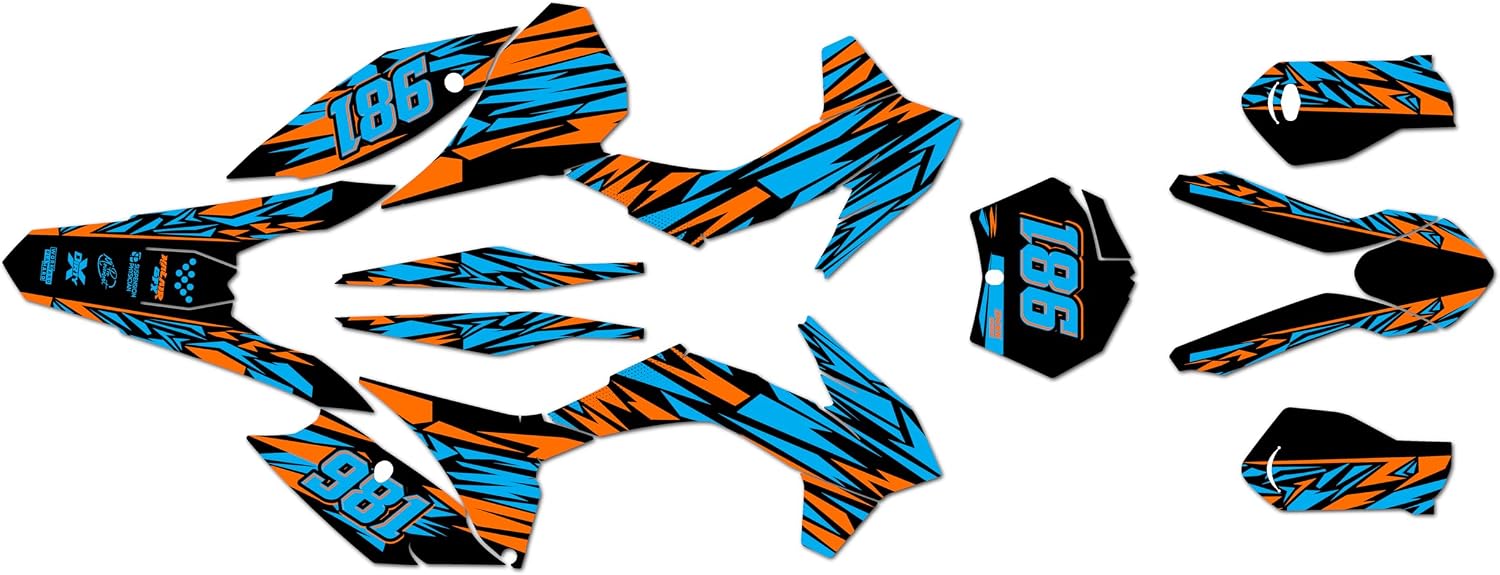 Graphics Kit for KTM 250 SX-F, 350 SX-F and 450 SX-F (2015) Twitch Series Cyan 16 Mil - On/Off The Road - Dirt Pit Bike Motorcycle Sticker, Dirtbike Racing Decal Motocross no-Plastics