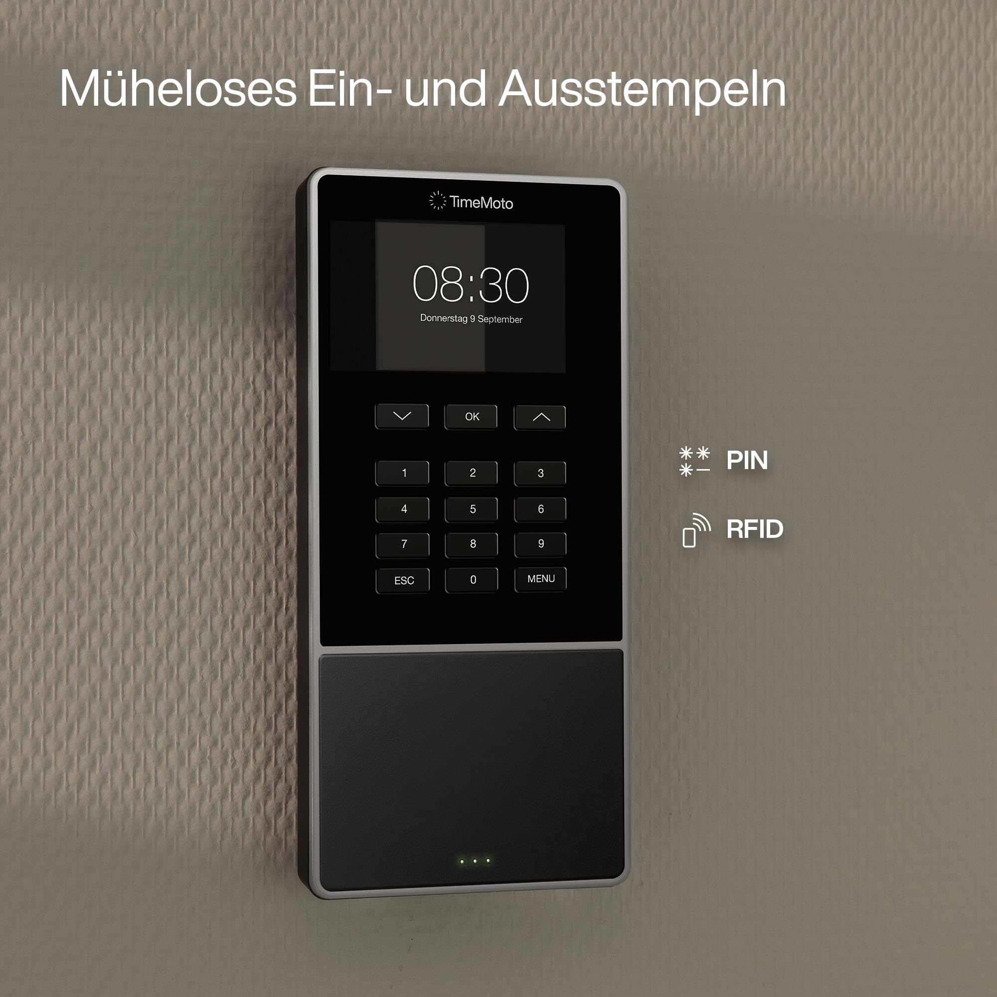 TimeMoto TM-616 Cloud-basiertes Zeiterfassung mit RFID und PIN-Steuerung, Zeiterfassungsgerät für bis zu 200 Benutzer, Wi-Fi