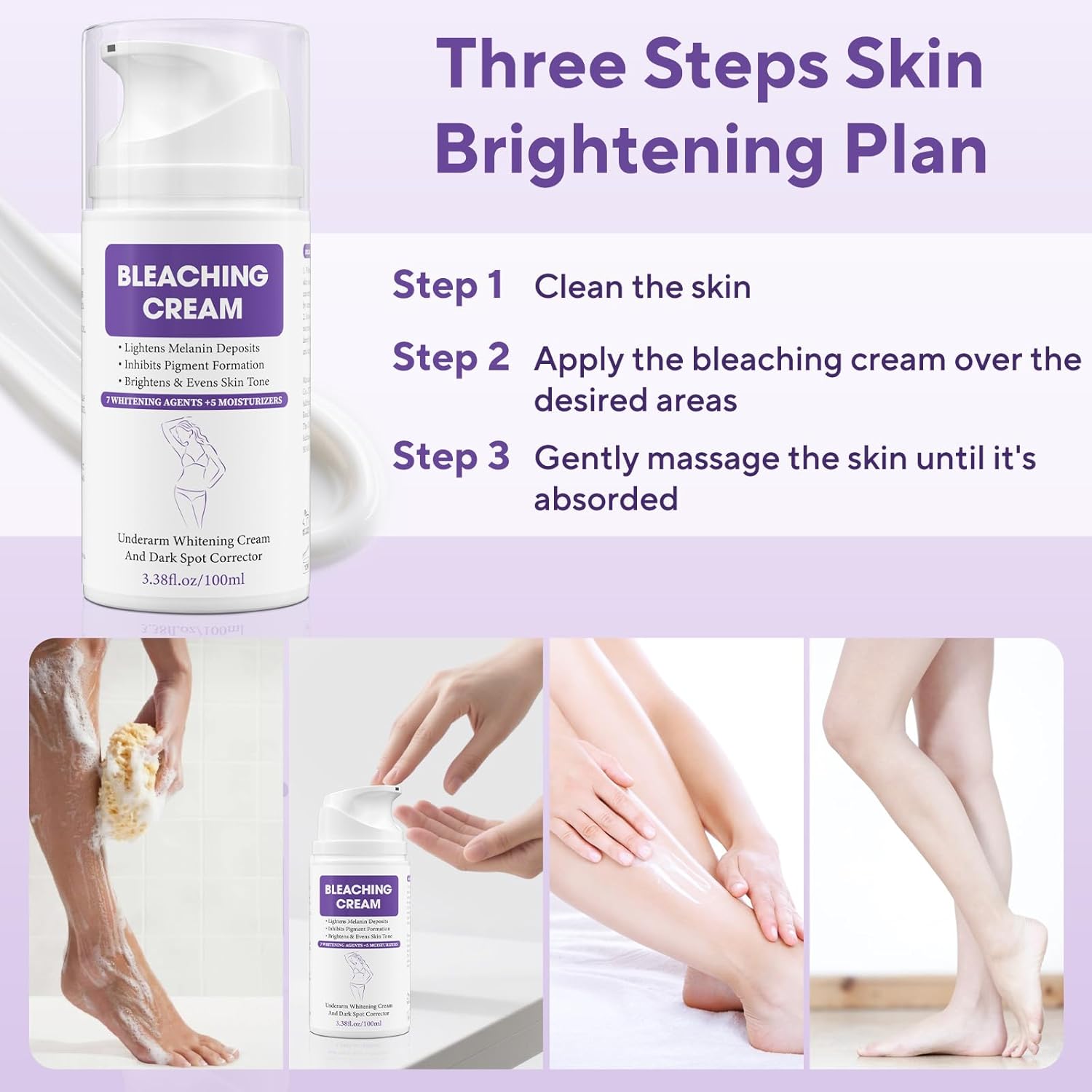 Skin Bleaching Cream, Dark Spot Remover for Face and Body, Hyperpigmentation Relief, Skin Lightening Cream with Vitamin C for Intimate Areas, Underarms, Knees, Elbows & Bikini Line, 3.38fl.oz - Image 6