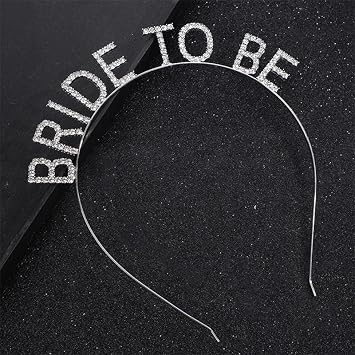Bridal Rhinestone Crown Headband – Metal Bride Headband in Bride Hat Style with Sparkling Crystals – Elegant Bridal Accessories for Wedding, Hen Party and Bachelorette Gift (Silver)