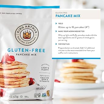 King Arthur Gluten Free Classic Pancake Mix: Fluffy, Delicious Breakfast Delight - Non-GMO, Kosher Certified, 15 oz (Pack of 6) - Makes Perfect Pancakes and Waffles with 21g Whole Grains per Serving
