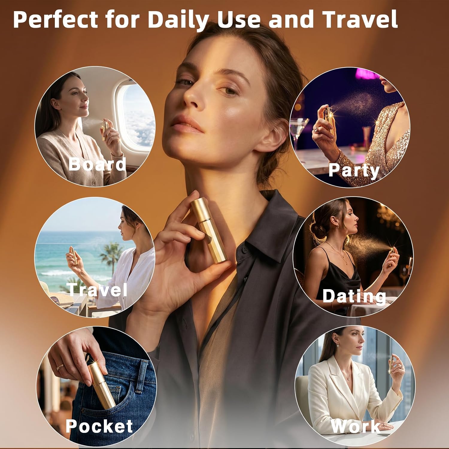 3PCS Perfume Travel Refillable, Perfume Atomizer Travel Perfume Bottle Refillable 5ml, Fast-Filling Leakproof Cologne Travel Bottle, Fragrances Dispenser Perfume Atomizer Spray for Men & Women