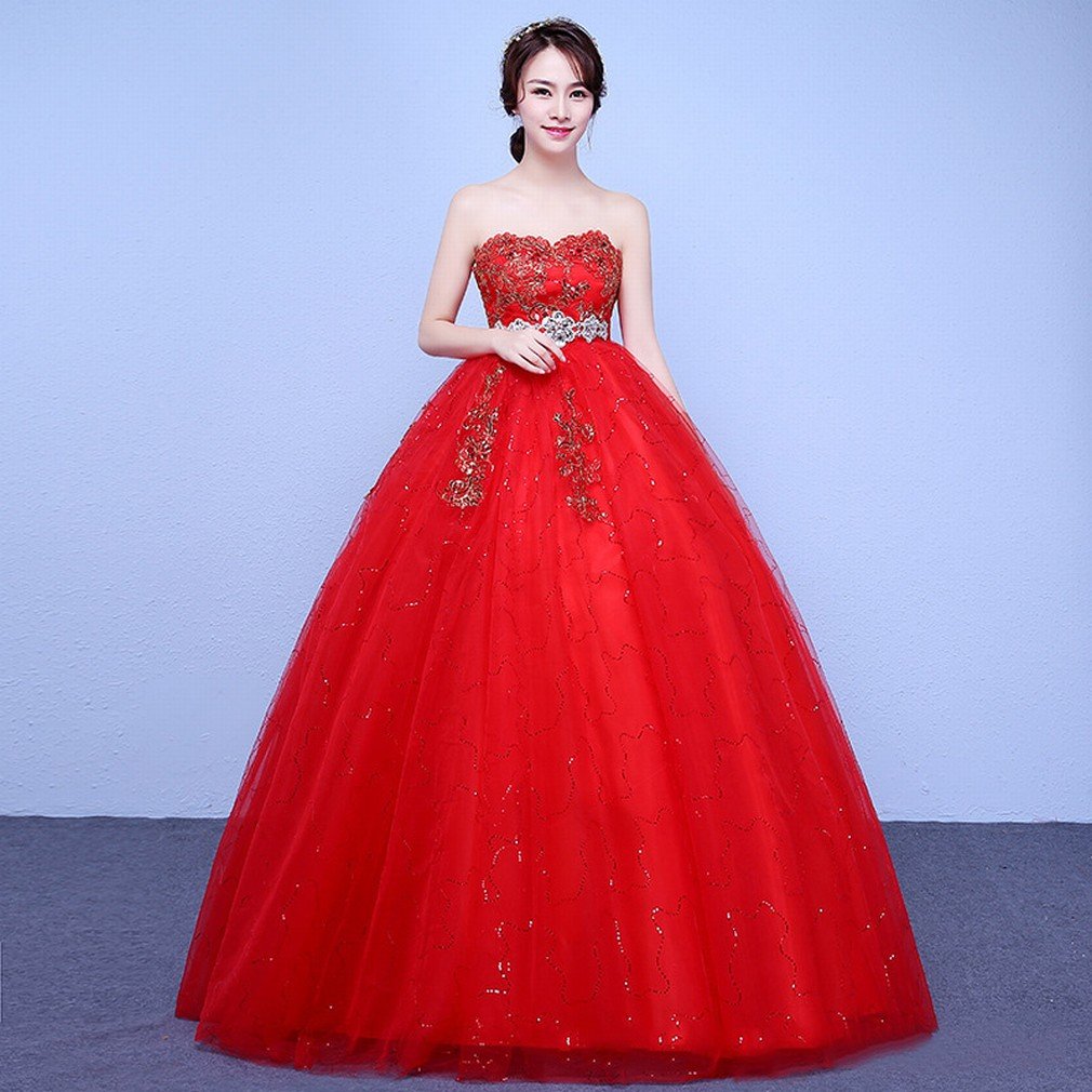 Robe de mariée femmes enceintes rouge style Qi moderne haute taille XL