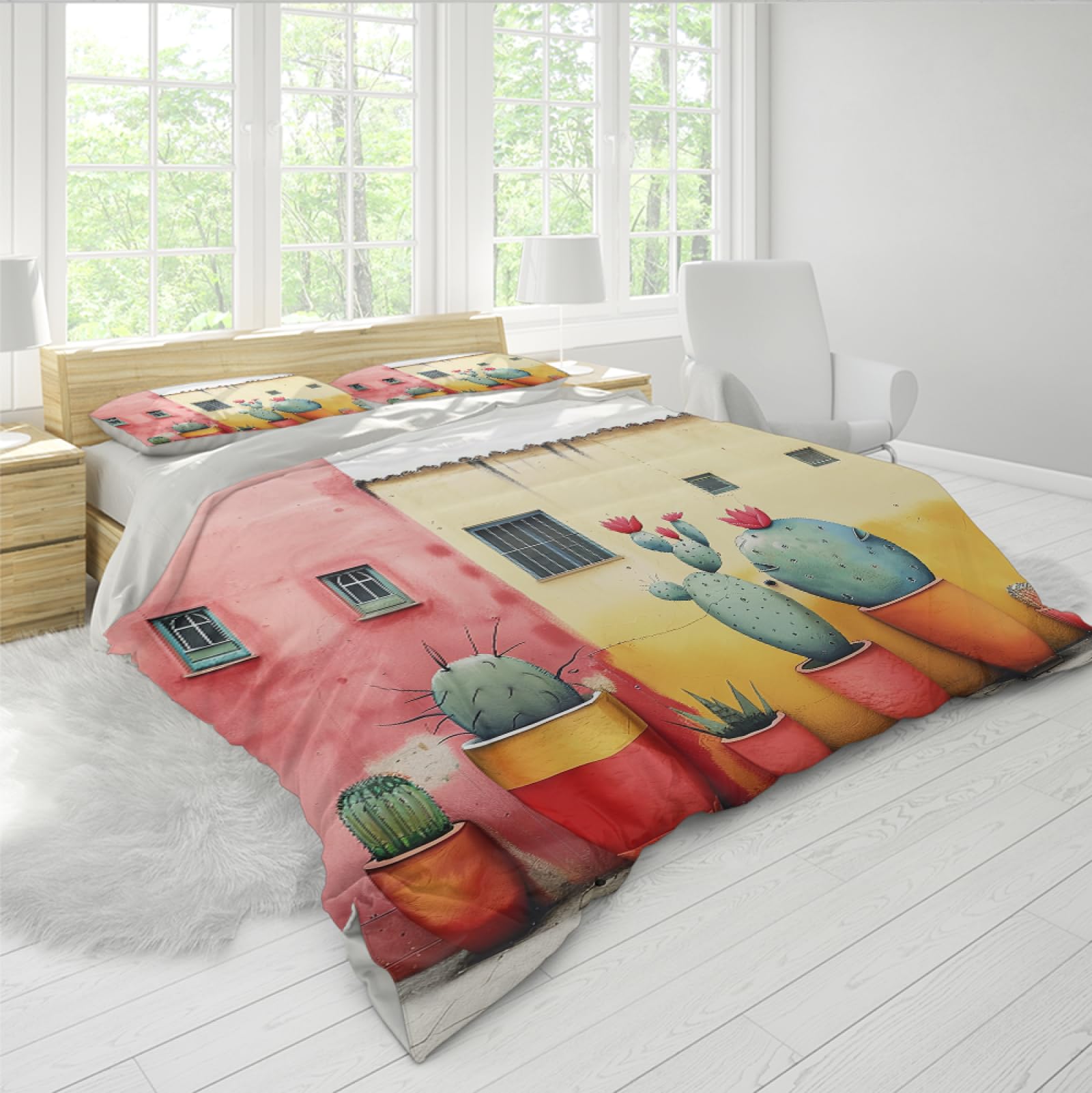MOKOSAISE Nordic Style Bettwsche Set 3-teilig Buntes Bauhaus Kaktus  Blumentopf Gemtliches Bettwsche-Set mit 2 Kissenbezgen 4 Krawatten &  Reiverschluss 230 x 230 cm : Amazon.de: Kche, Haushalt & Wohnen