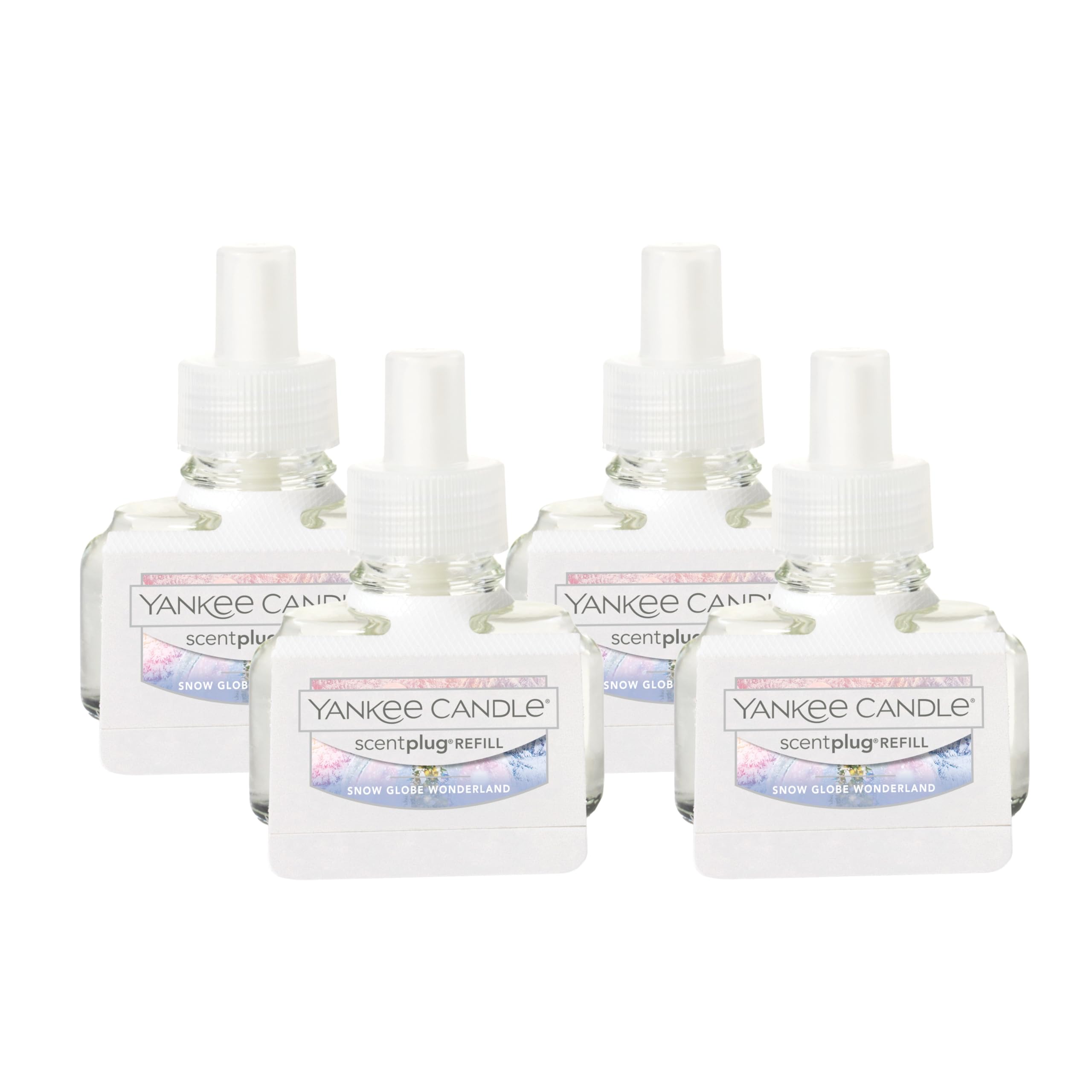 Yankee Candle ScentPlug Refill for Plug in Air Fresheners, Scented Oil Refills, Long Lasting Home Fragrance, Snow Globe Wonderland (Pack of 4)