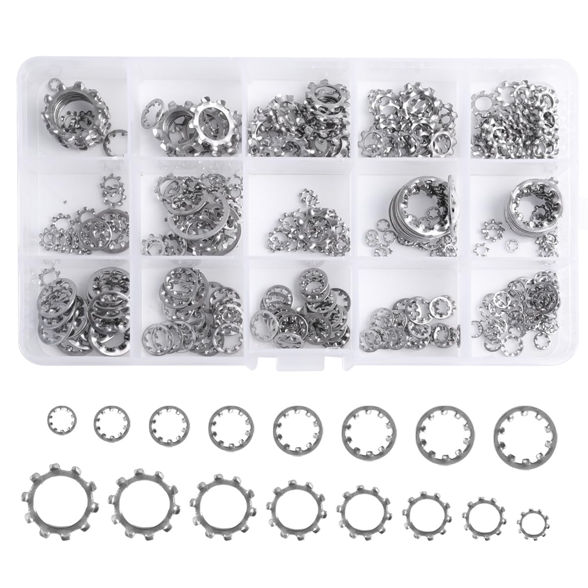 Beenlen 400 Pcs External Internal Tooth Star Lock Washers