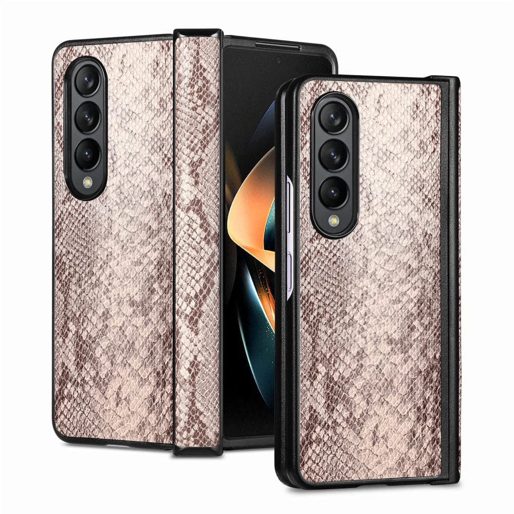 Protection Galaxy Z Fold 4 coque intégrale mince motif python beige - 8