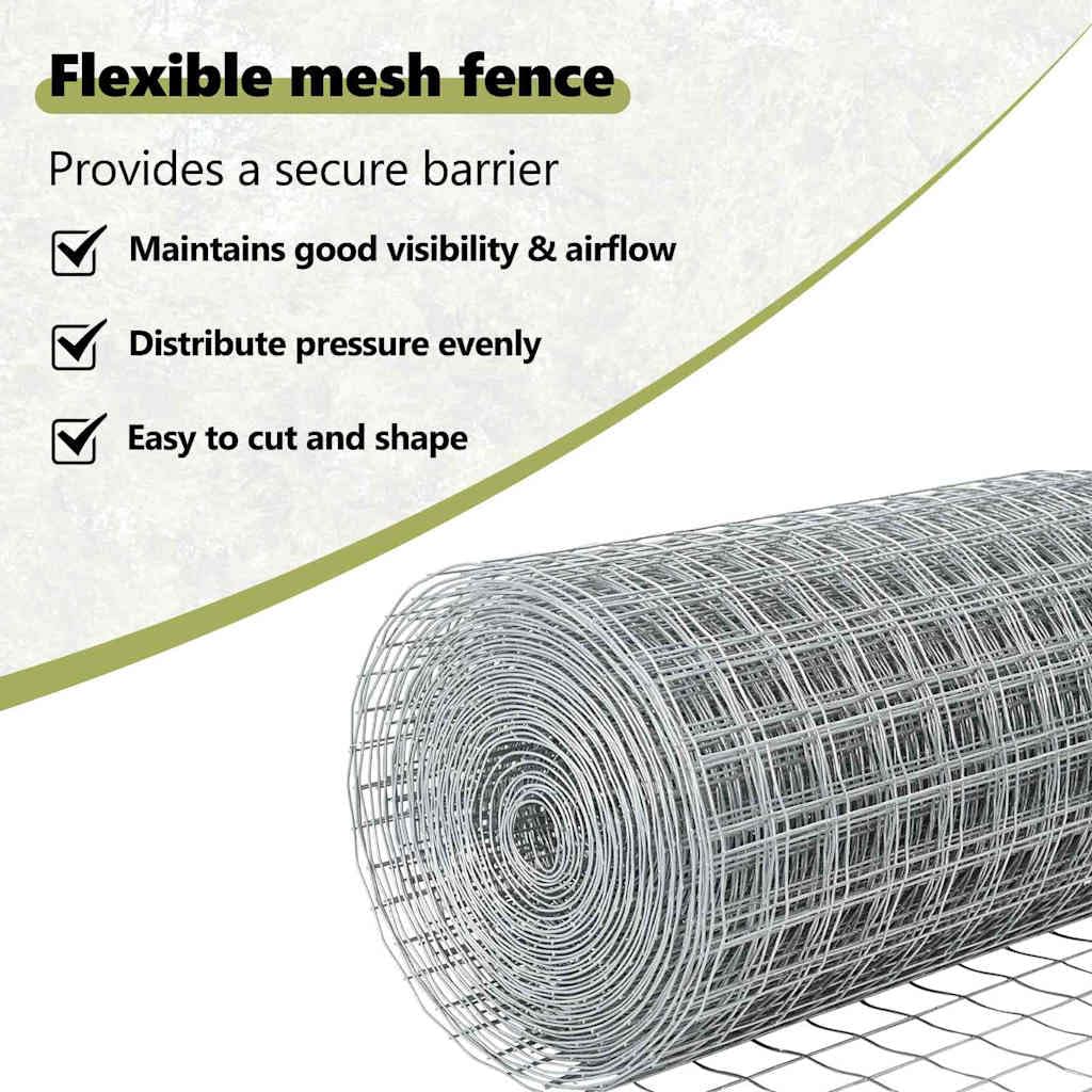 vidaXL Euro Fence Ground Fix 10 x 0,6 m Stal ocynkowana srebrny Siatka