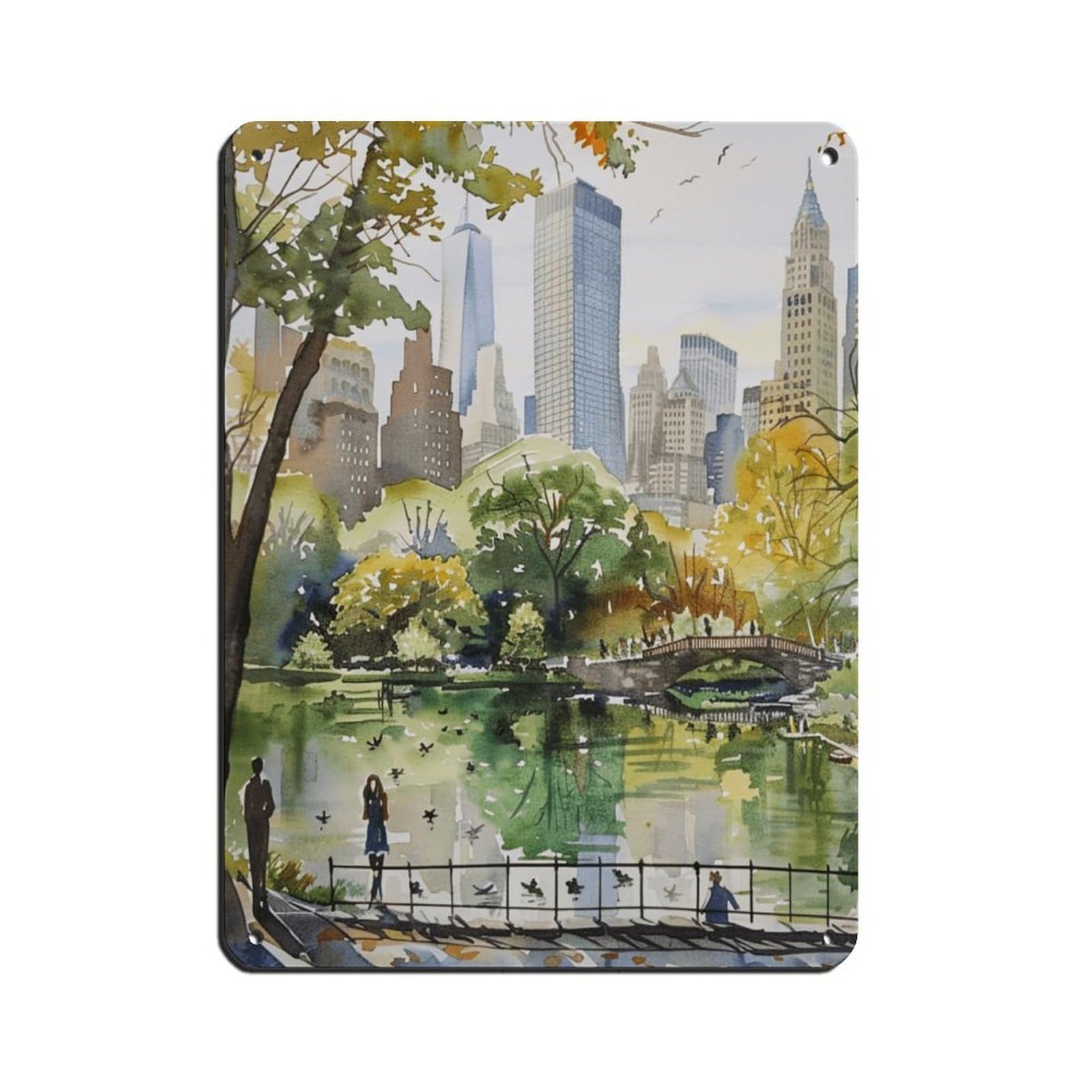 .Central Park New York Painting Retro Poster Metal Tin Sign Chic Art Retro Iron Painting Bar People Cave Cafe Family Garage Poster Wall Decoration 12x16inch(30x40cm)