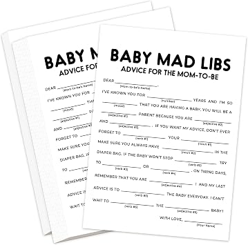 25PCS Gender Reveal Games for Guests - Fun Baby Shower Activities for Guests - Baby Mad Libs - Gender Reveal Party Supplies, 5x7 Inches Pack of 25 & 1 Answer Card- Minimalist -B10