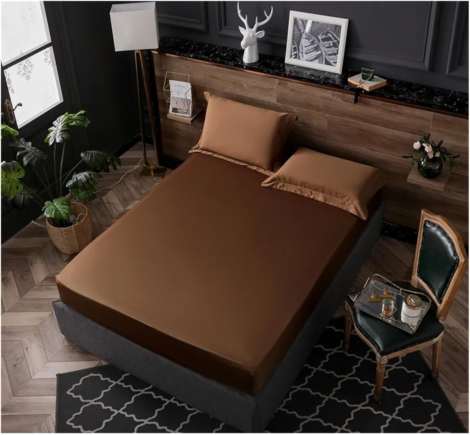 600TC Egyptian Cotton Bedding Set Family Size Include 2pcs Duvet Cover and 1pc Fitted Sheet and 2pcs Pillowcase,Bed