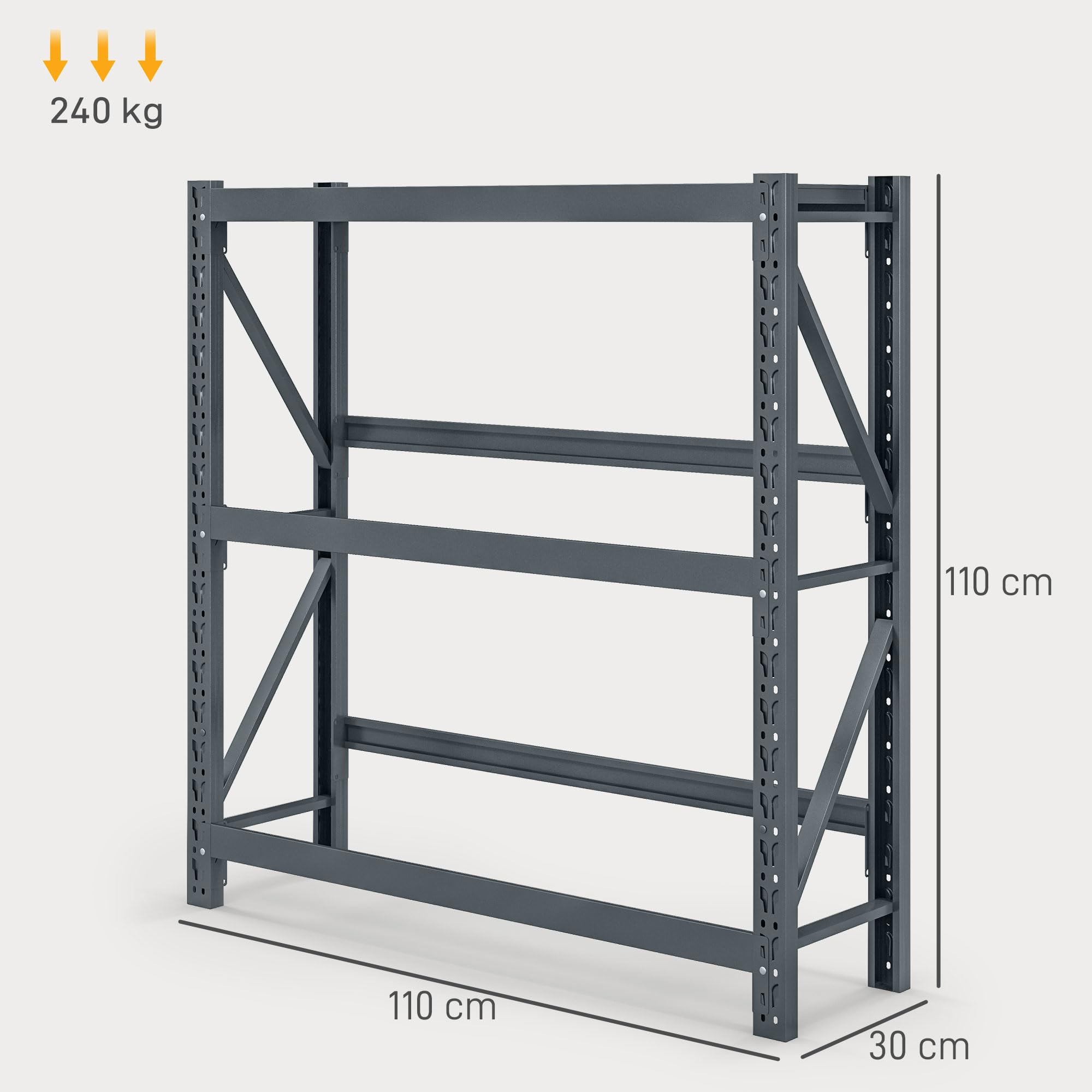 HOMCOM Getränkekistenregal für 6 Kisten, Freistehend Kistenregal mit Ablage, Getränkeregal mit Verstellbar Regalhöhe, Kippschutz, 110 x 30 x 110 cm, Stahl, Grau