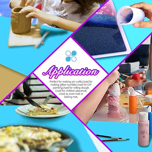 Miniatura 5 de LEOBRO Tapete de silicona azul de 23.4 x 15.6 pulgadas para manualidades, moldes de resina, tapete de masa de juego, para resina, arcilla, pintura,