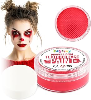 Festicy Halloween Red Face Makeup, 20g with Mushrooms | EN 71-3 & Reach certified for children, girls, adults, dress up and body painting, for at least 30 faces