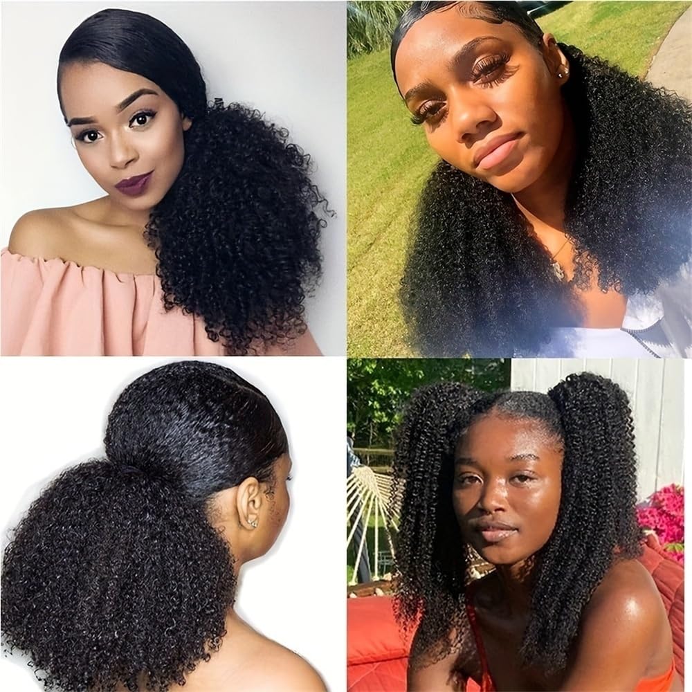 Koński ogon Przedłużanie włosów Afro w kręcone kucyki, 8-24" Clip-in Remy Human Hair(24inch 110g)
