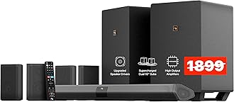 Shockwafe Ultra 9.2.4 Channel Soundbar System with Dolby Atmos/DTS:X, Dual 10" Subwoofers, 4 Rear Surround Speakers, 1300 Watts Max Output Power