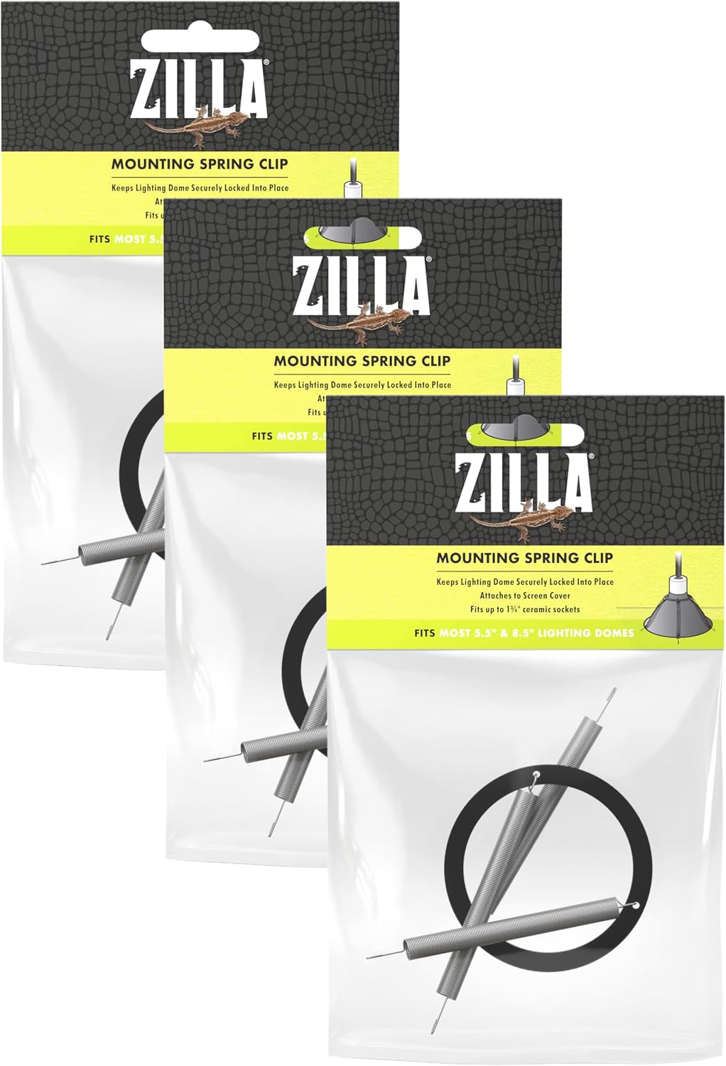 Zilla Mounting Spring Clip, Fits Most Lighting Domes (Pack of 3)