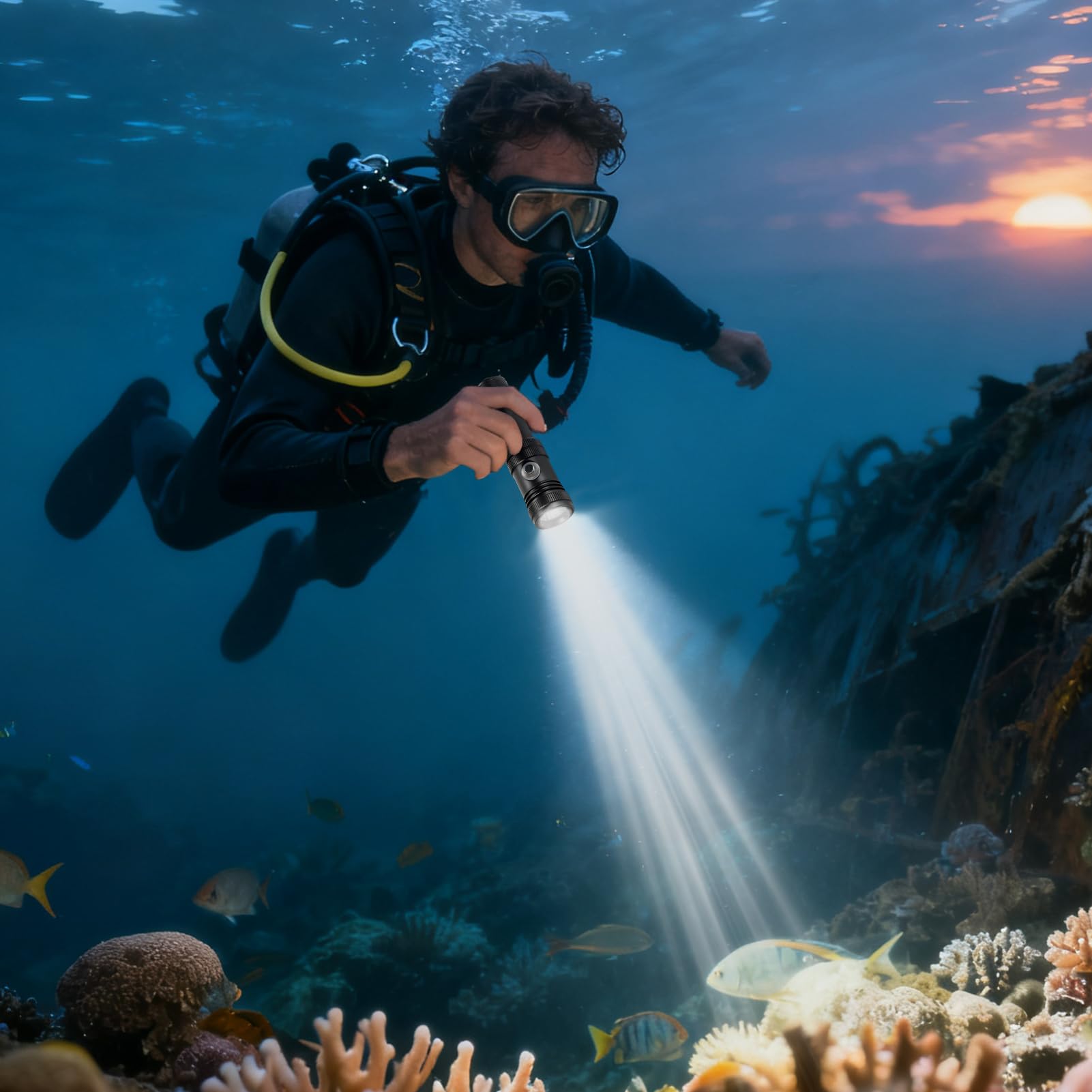 Torcia Subacquea per Immersioni 4 Modalità Impermeabile Illuminazione | Torcia Subacquea Per Attività Notturne All'Aperto, Pesca Marina, Campeggio, Uso Domestico E Passeggiate