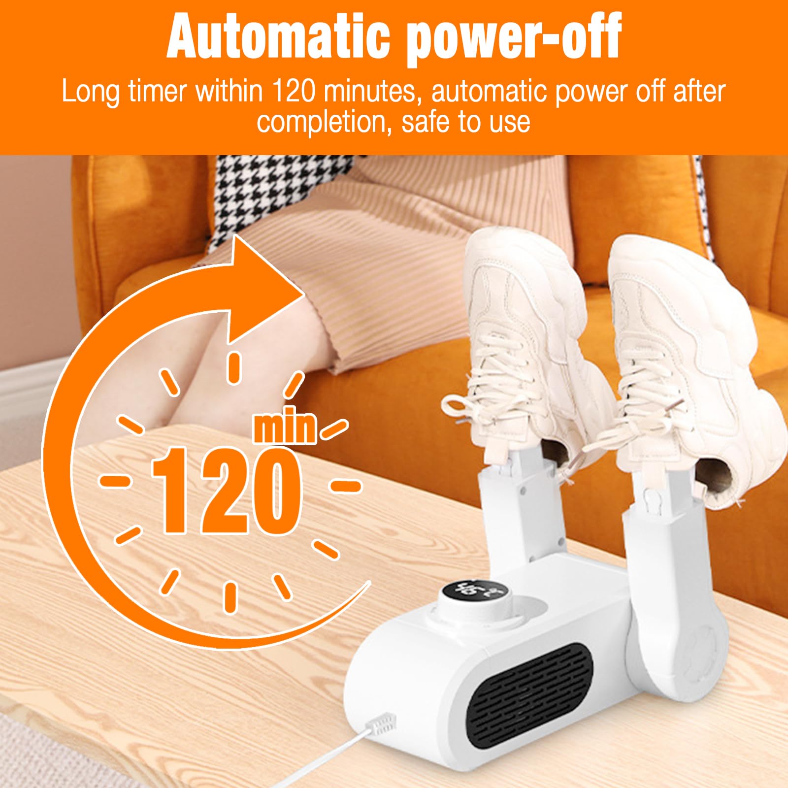 Electric Shoe & Boot Dryer Warmer - 4 Heads For 2 Pairs, Portable Folding, Timer, Ultra Quiet