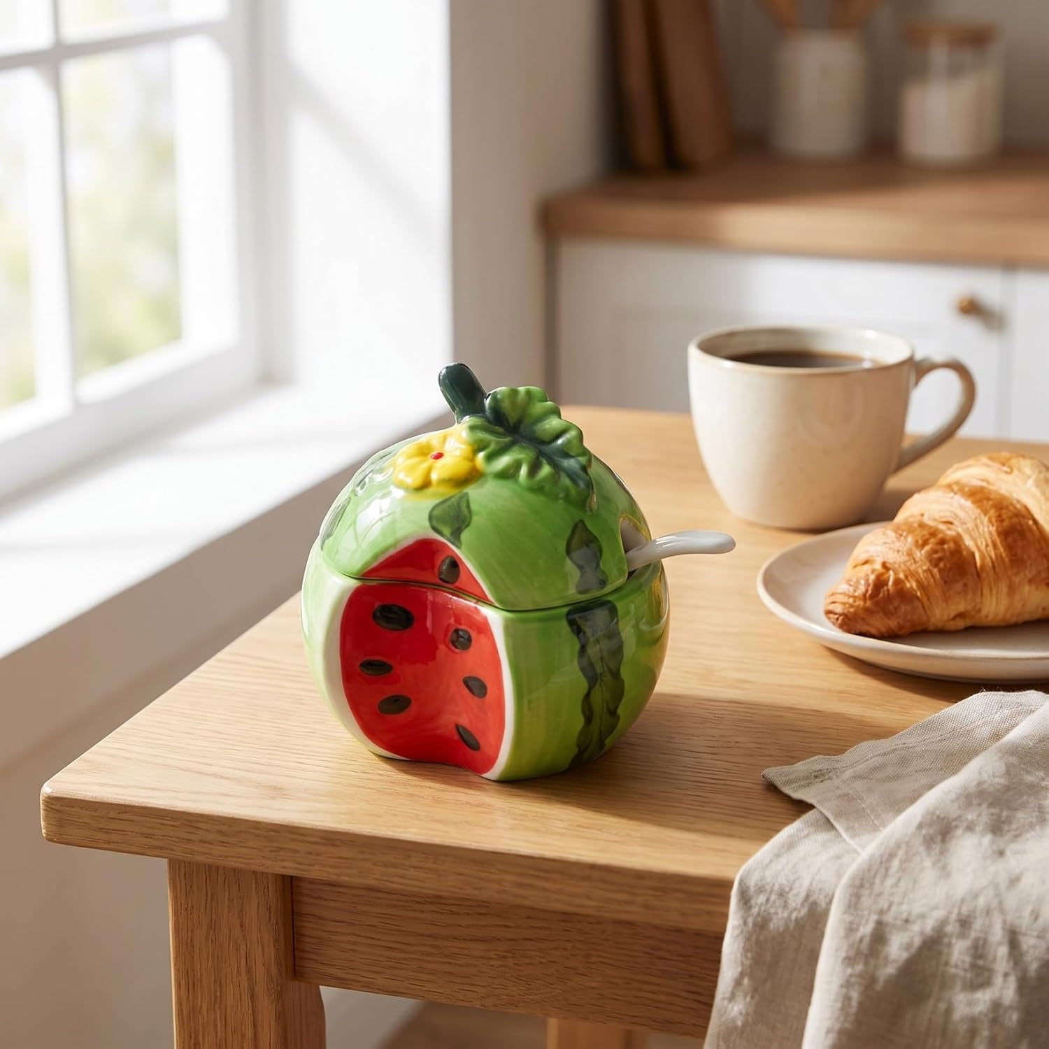 OUNONA Ceramic Seasoning Jar Fruit Shaped Storage Jar for Kitchen Use