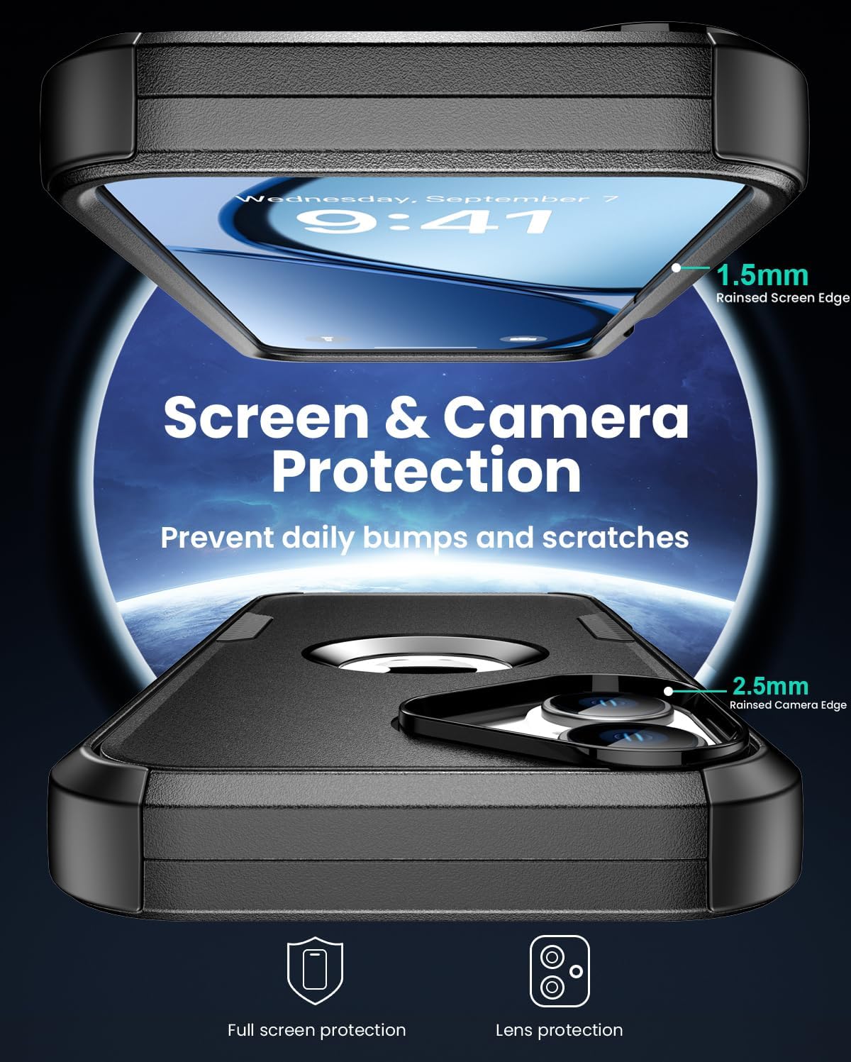 for iPhone 17 Case with Belt Clip Holster, Compatible with Magsafe, Military-Grade Protection,2X Screen Protector,Heavy Duty Cover for iPhone 17,Black - Image 4