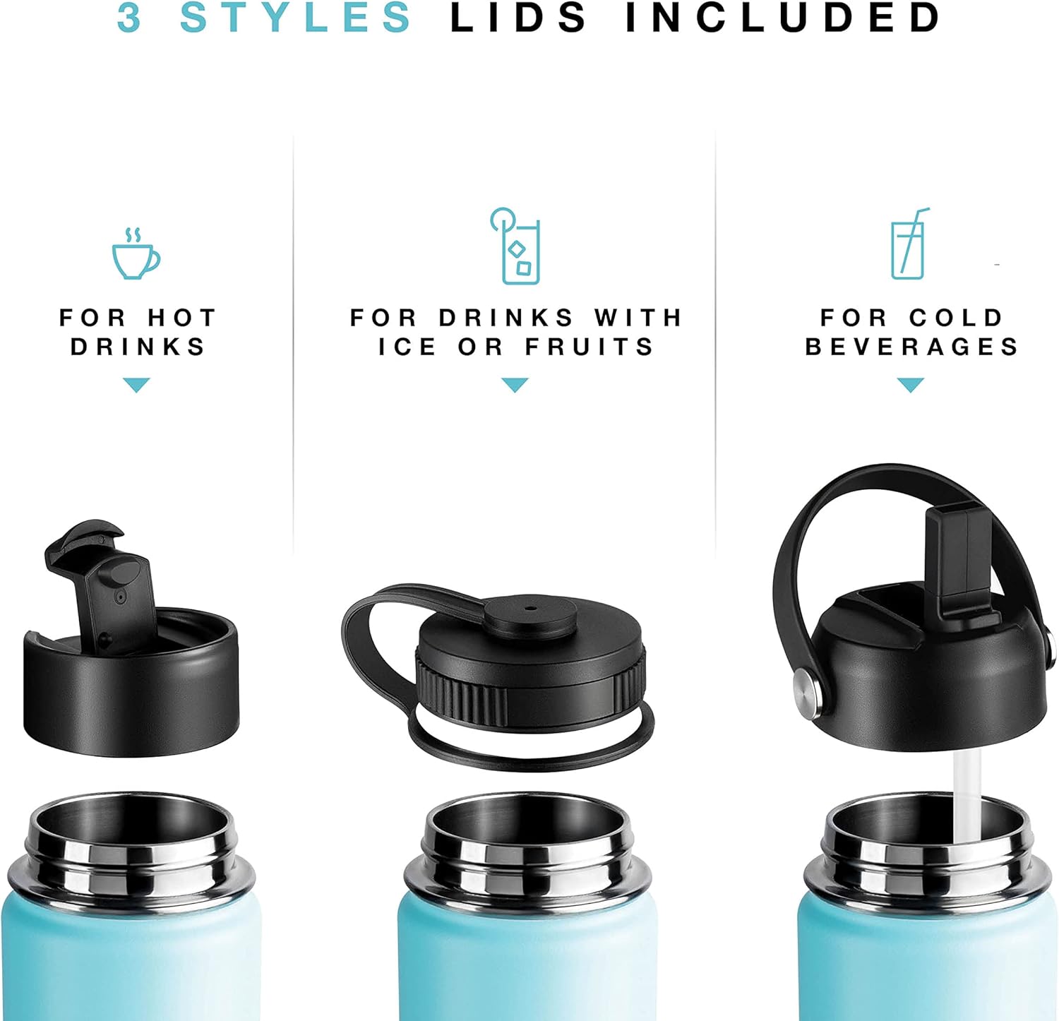 Stainless Steel Insulated Water Bottle and Travel Mug for Hot and Cold Beverages, Wide Mouth, Double Wall Insulated Hydration Sports Water Bottle for Hiking, Biking, Outdoor, 22 OZ BPA Free - Image 6