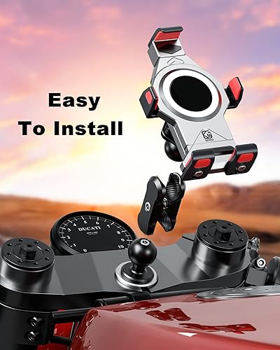 Miniatura 8 de BRCOVAN Soporte de teléfono de aleación de aluminio con amortiguador de vibraciones y bloqueo seguro, antirrobo, resistente, tamaño ajustable,