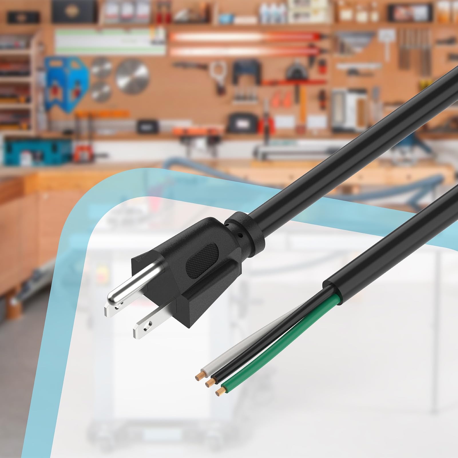 Wytrzymały zapasowy kabel zasilający do elektronarzędzi 1,8 m, 14 G, 3 ząbki, wytrzymały kabel zasilający do elektronarzędzi, 110 V, 115 V, 120 V kabel pigtail, kabel zasilający do sprężarki powietrza