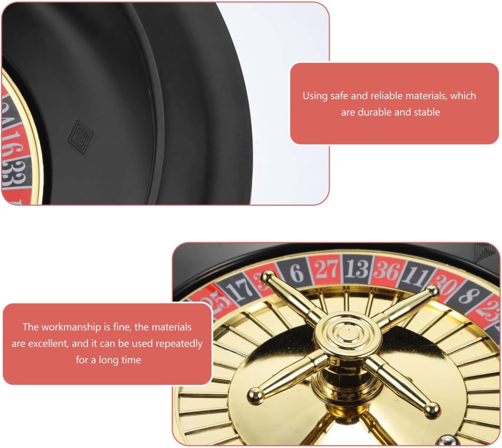 Ruota della Roulette in Legno Portatile - Gioco da Tavolo Casino Set Solido di Intrattenimento per Tempo Libero, 001