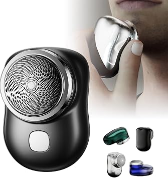 Mini-Shave Portable Electric Shaver, Electric Razor for Men, Pocket Size Portable Shaver Washable Electric Razor Type-C Rechargeable Shaver Charging Easy One-Button Use for Home,Car,Travel Black-B