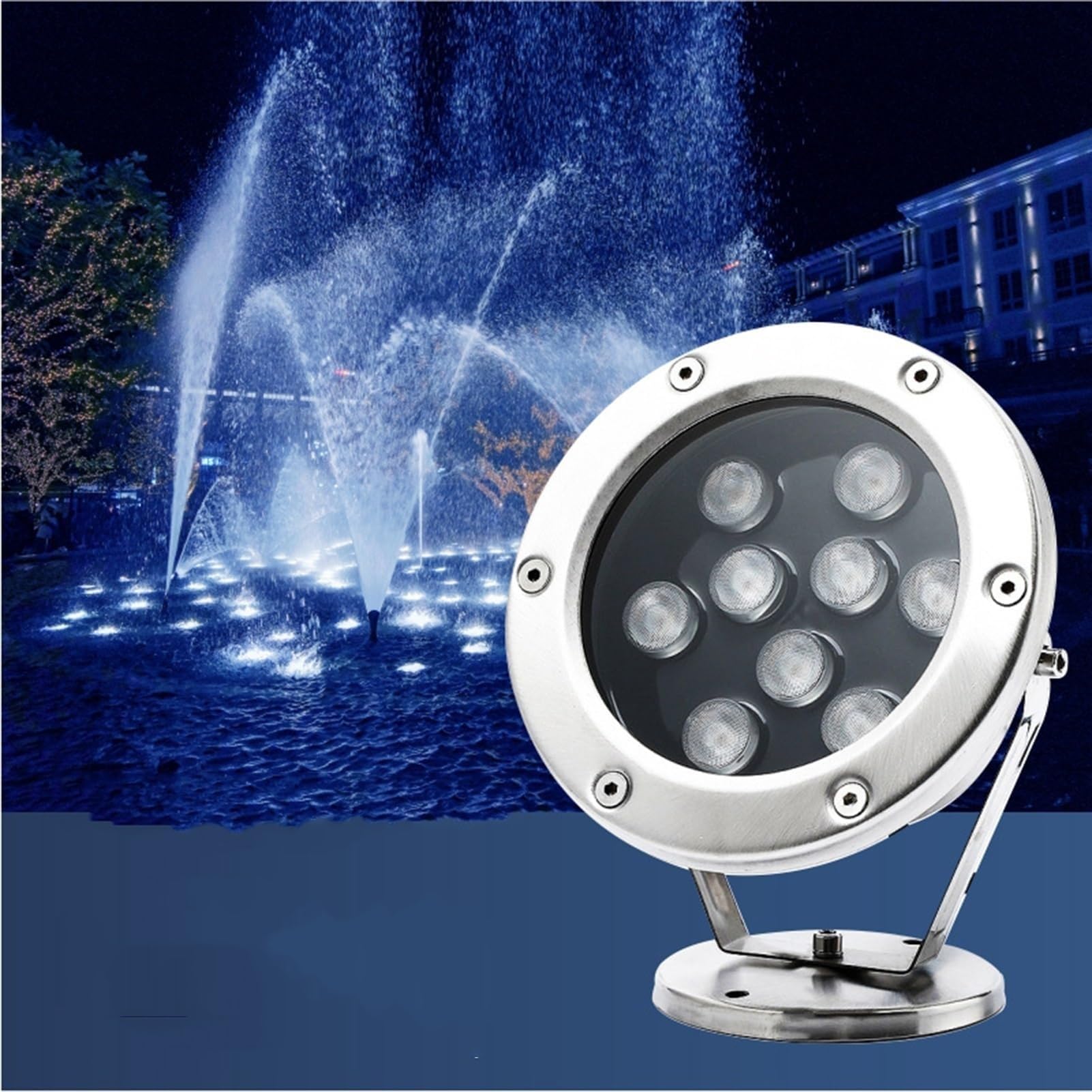 24V Lumière De Piscine Sous-marine - IP68 En Acier Inoxydable Pour Étang, Lumières De Fontaine, Projecteurs Encastrés Extérieurs RVB, Lumières LED Submersibles, Angle Réglable À 360 °(White,24W)