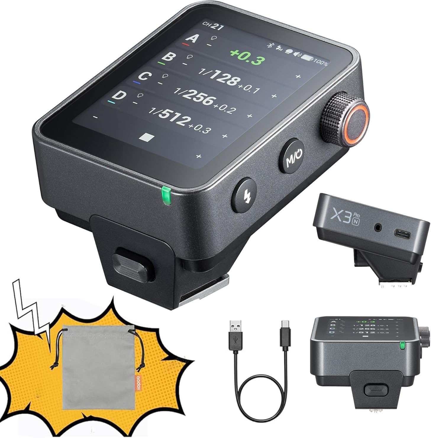 GODOX X3 Pro TTL Wireless Camara Flash Trigger,2.4G Wireless Touchscreen Flash Transmitter,Built-in Lithium Battery,High-Definit OLED Screen,Support Bluetooth & APP Control (for Nikon Camera)