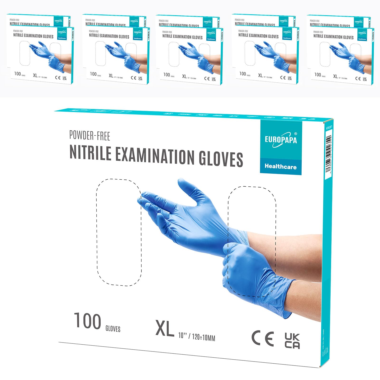 EUROPAPA® 1000x Nitrilhandschuhe Einweghandschuhe puderfrei Untersuchungshandschuhe EN455 EN374 latexfrei Einmalhandschuhe Handschuhe in Gr. S, M, L & XL verfügbar (Ocean Blau, XL)
