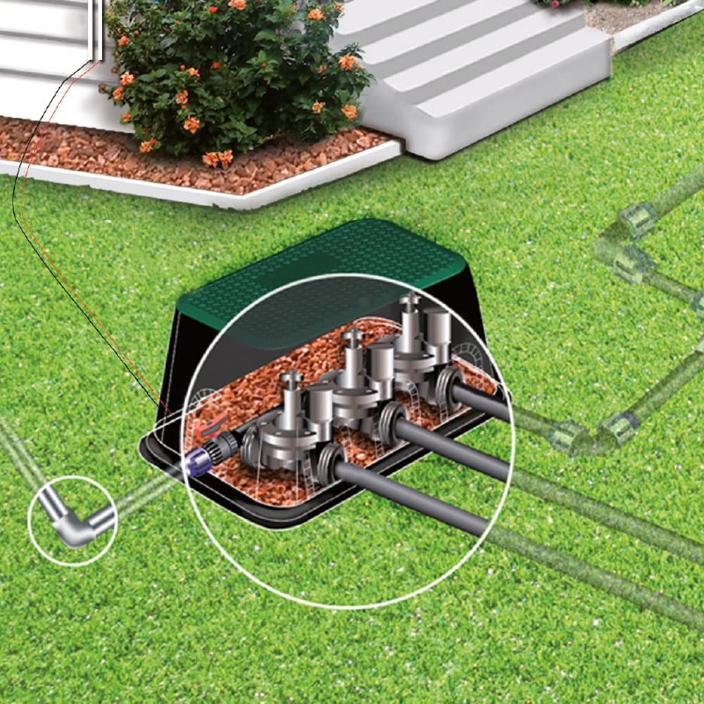 Arqueta HDPE Jumbo con cuerpo negro y tapa verde con Tapa de Cierre con Tornillo [70 x 53 x 31cm] 2 lengüetas grandes, tuberías hasta 75mm + 11 lengüetas tuberías hasta 0,5cm.