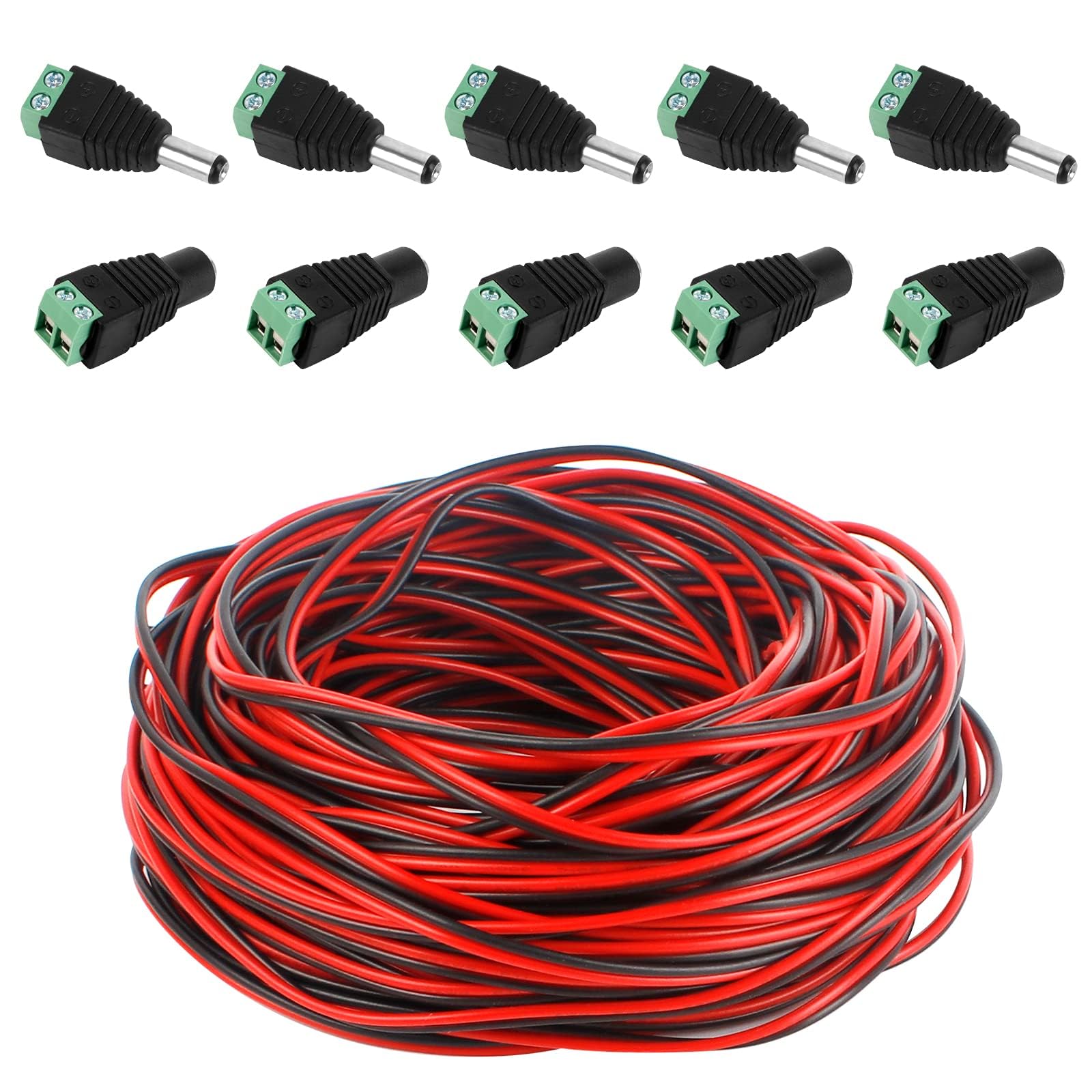 Kit Cavo Di Prolunga Per Strisce LED 20m 2 Pin 22 AWG, 11 Pezzi Con Connettori Maschio/Femmina, Per SMD 3528 2835 5050 5630, Max 220V 2A - 4